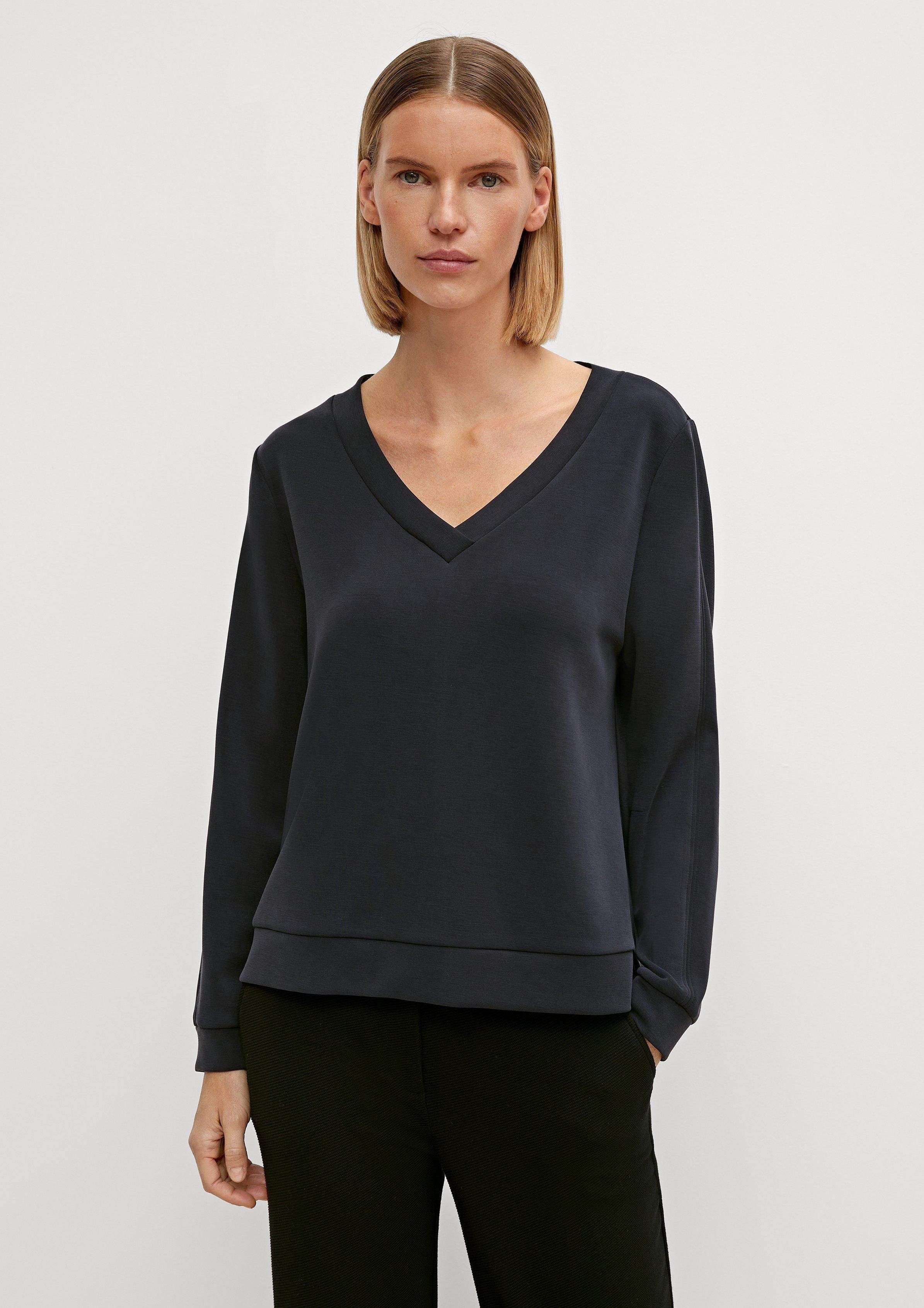 Comma Sweatshirt Sweatshirt aus Modalmix Stickerei schwarz | Sweatshirts