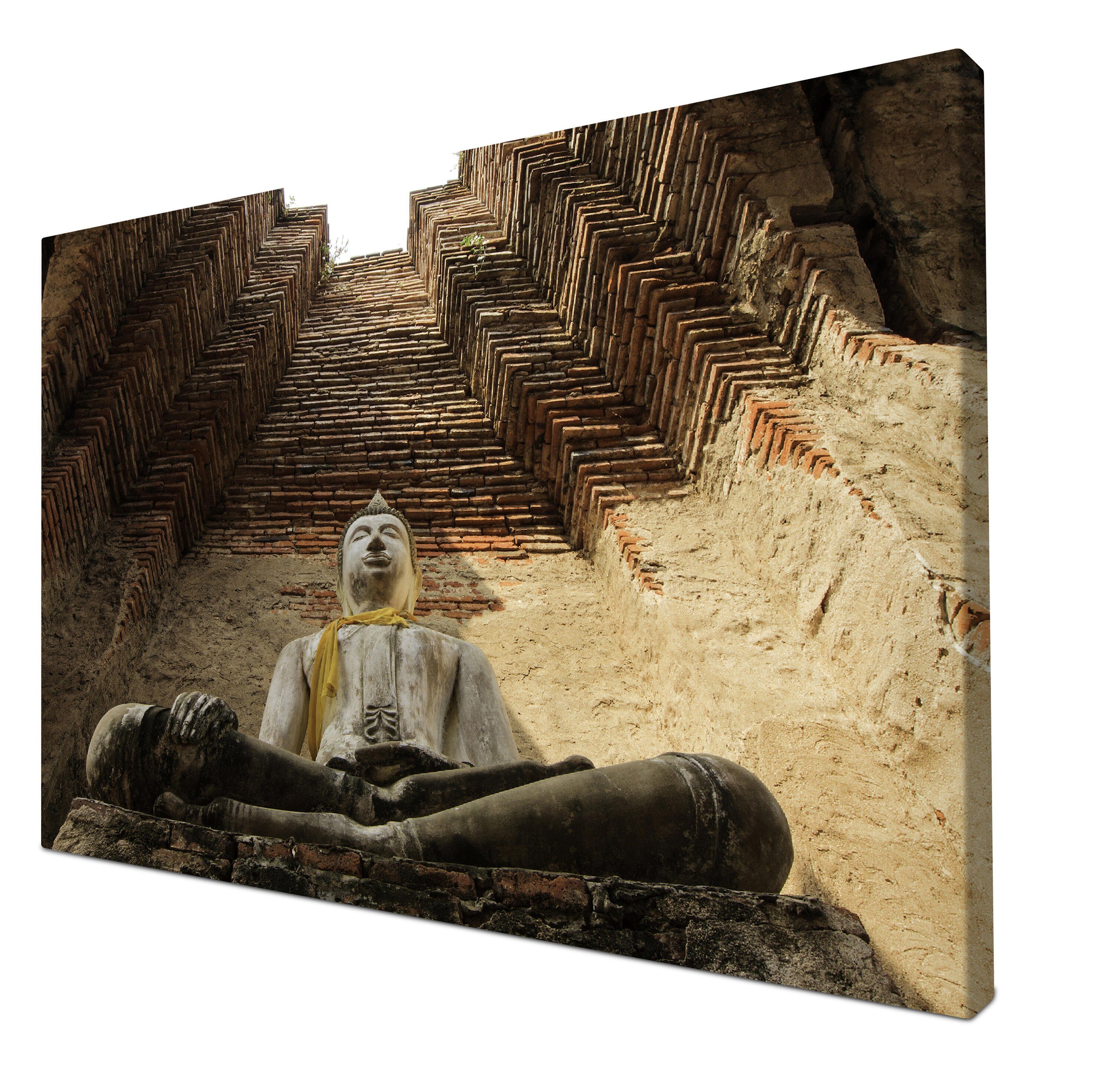 wandmotiv24 Leinwandbild Eine große Buddha-Statue, Wellness (1 St),  Wandbild, Wanddeko, Leinwandbilder in versch. Größen