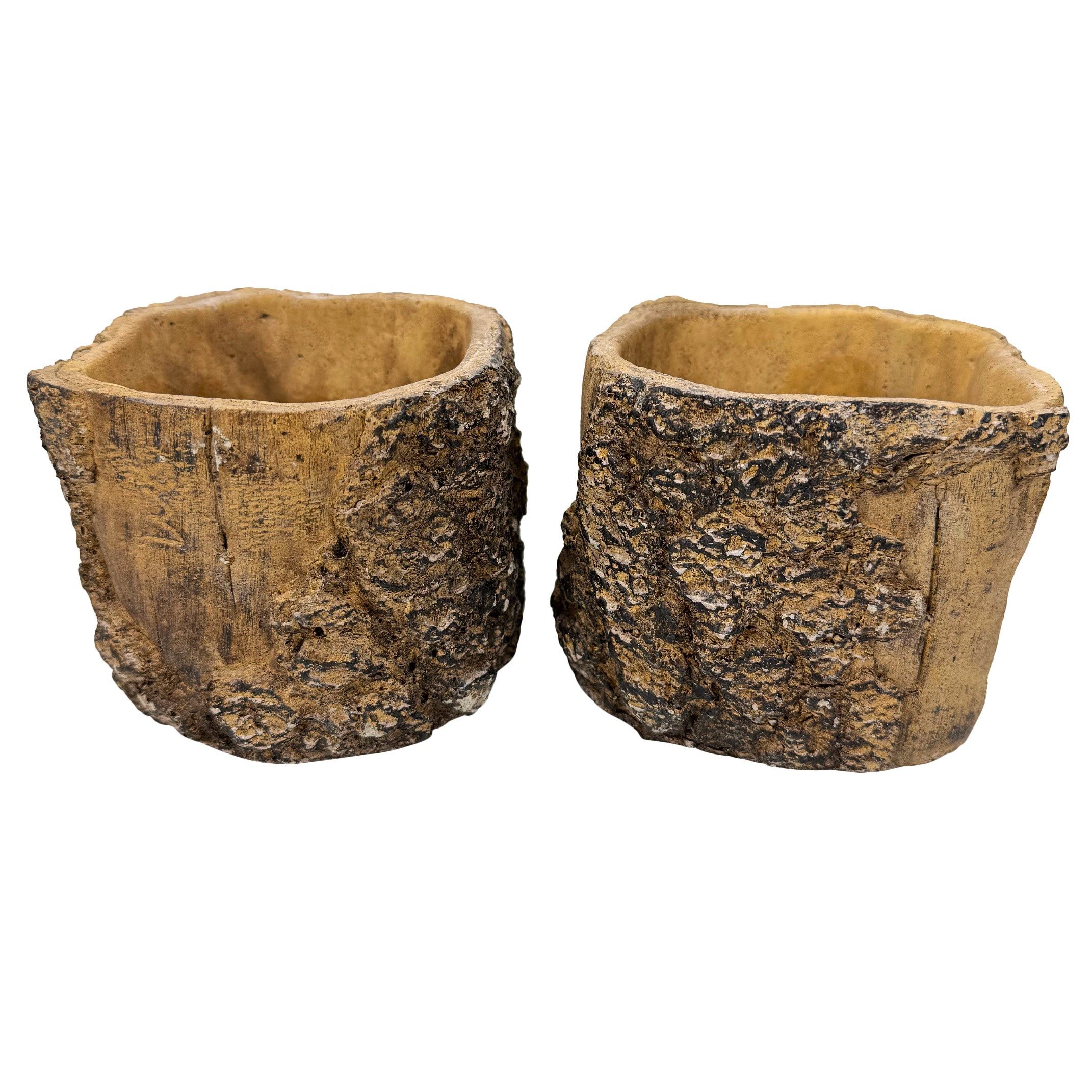 Blumentopf - 2er Set Blumentöpfe im Holzdesign für drinnen und draußen