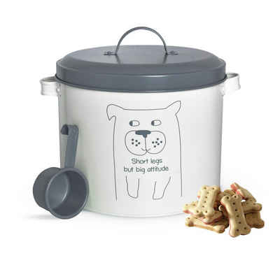 Sendez Hunde-Futterspender Trockenfutterdose mit Deckel und Löffel 6 Liter Mettaldose Tierfutter Vorratsdose Hundefutterbox Hund