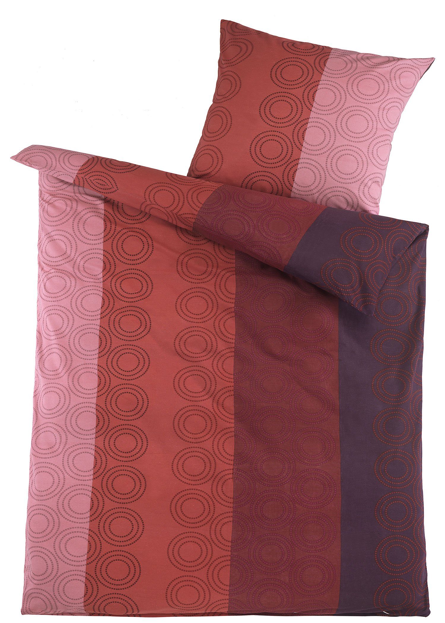 KH-Haushaltshandel Bettwäsche 2-tlg. Biber Winter Bettwäsche, 135 x 200 + 80x80cm, 100% Baumwolle, Biber, lila terra flieder Streifen