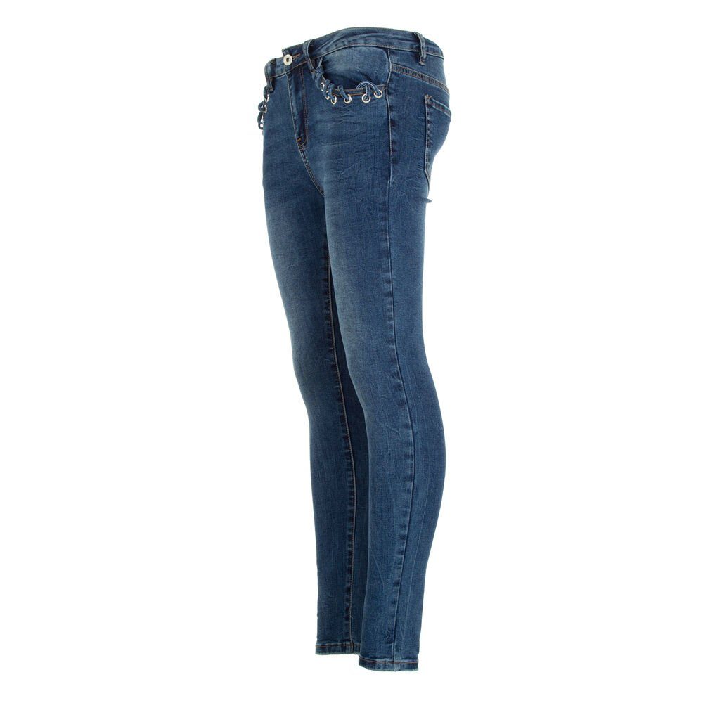 Damen Freizeit Ital-Design Stretch in Blau Skinny Jeans Skinny-fit-Jeans