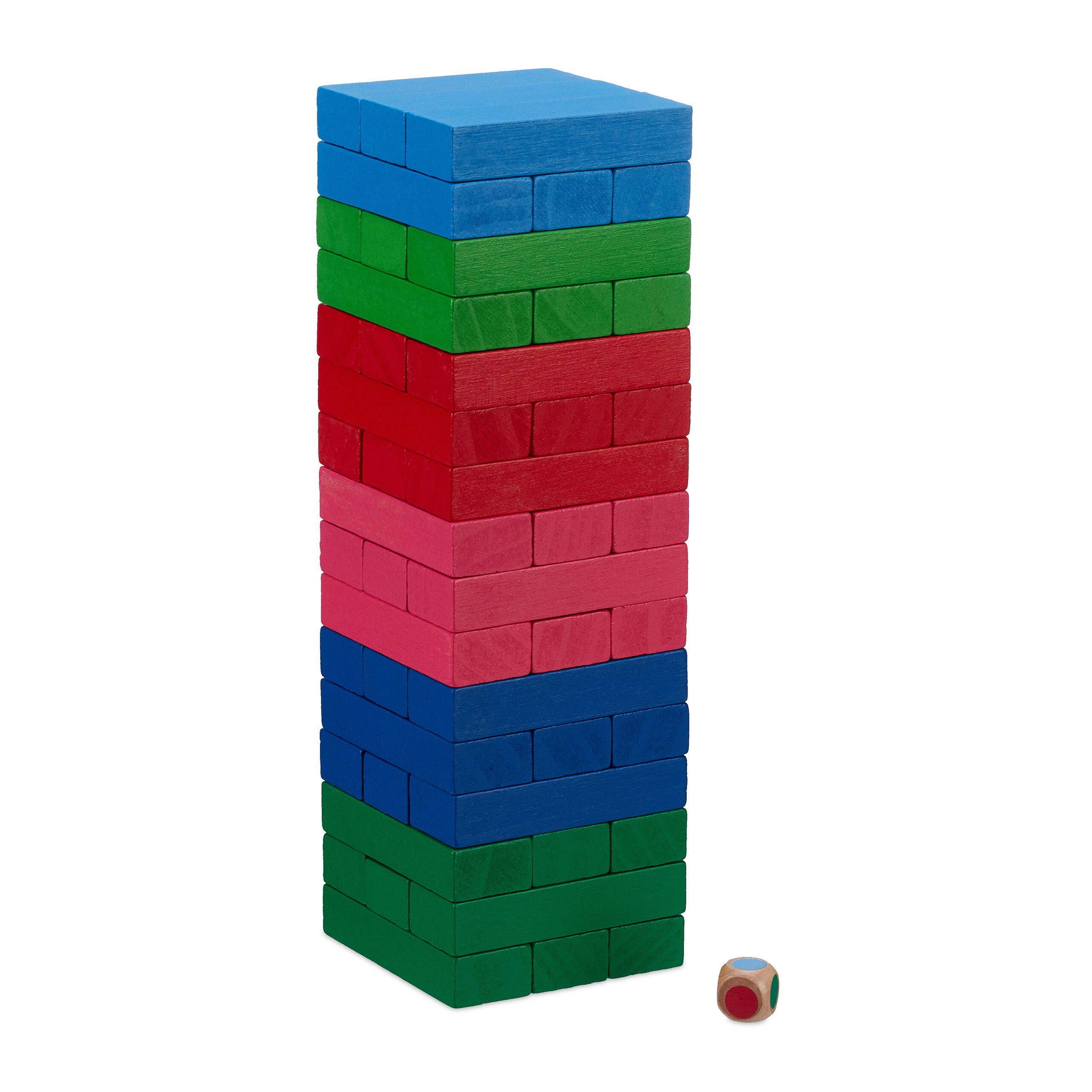 relaxdays Stapelspielzeug Bunter Wackelturm aus Holz, (49-tlg)