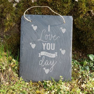 Namofactur Wanddekoobjekt "I Love You Every Day" Liebe Geschenke, Schiefertafel mit Holz Gestell, Liebesgeschenk zum Hochzeitstag, Jahrestag, Geburtstag, Valentinstag