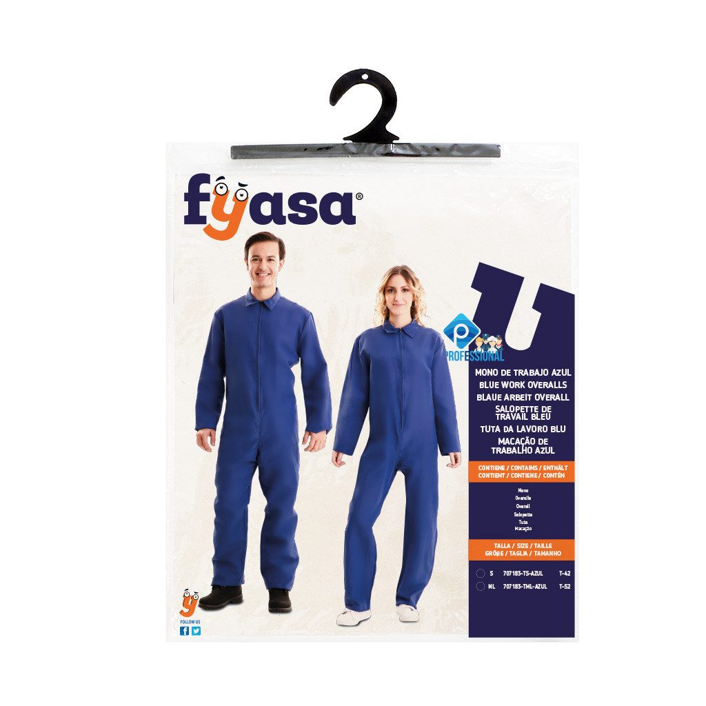 Fyasa Kostüm Overall blau Kostüm Arbeitsoverall Unisex