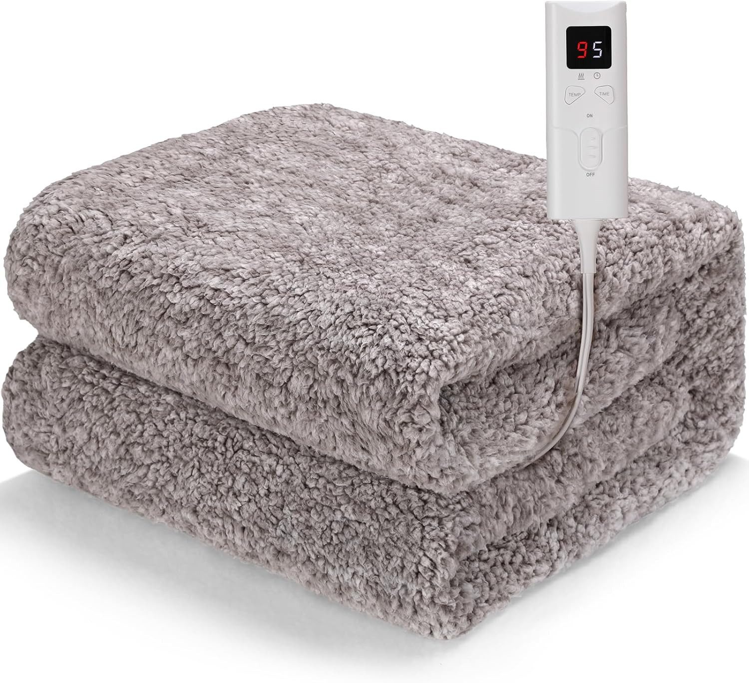 TLGREEN Heizdecke mit Abschaltautomatik,130x180 cm Flauschige Wärmedecke, 9 Temperaturstufen, 1~5 Stunden Timer, Waschbar, Überhitzungsschutz, Kuscheldecke für Sofa Büro