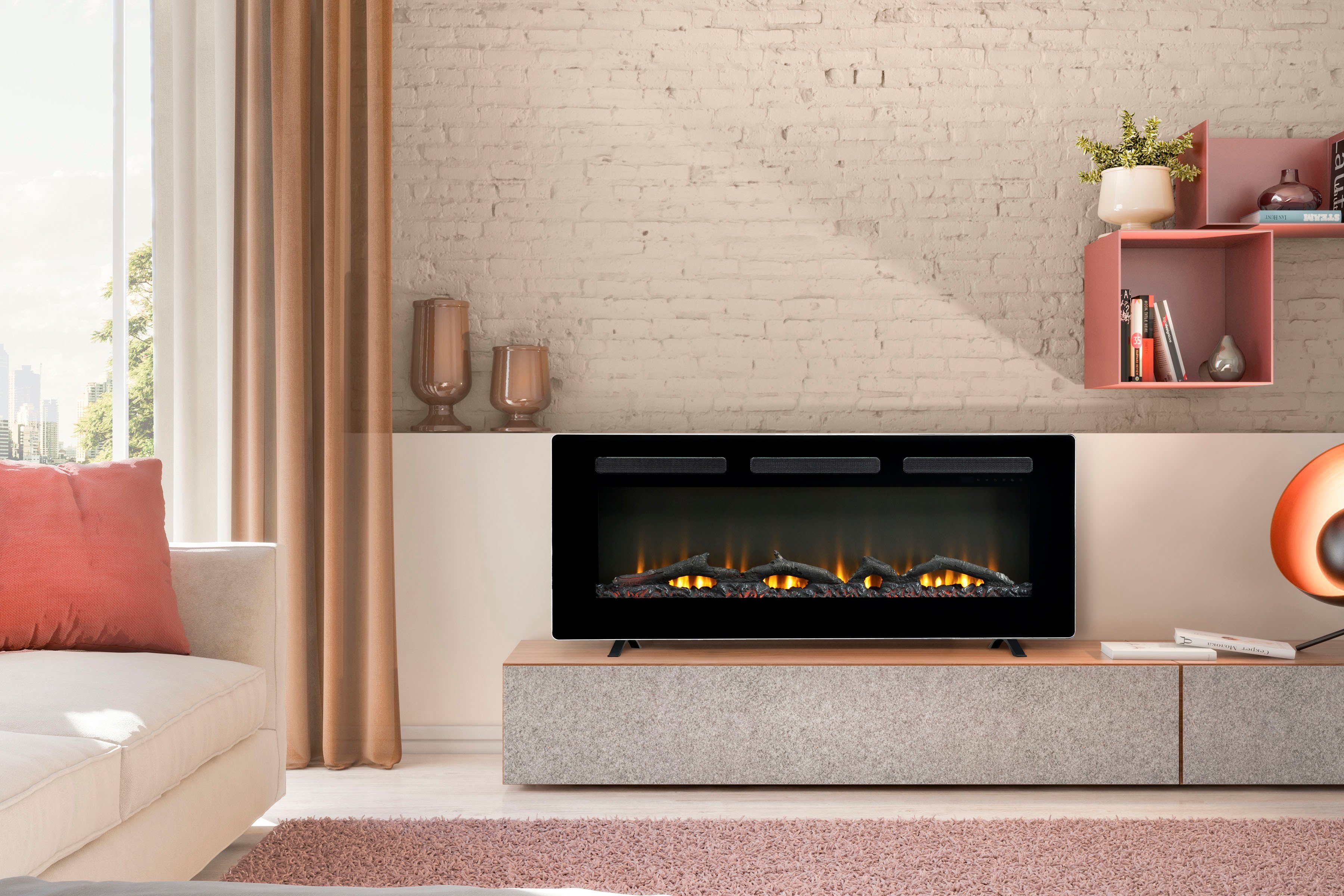 Dimplex Elektrokamin Sierra 48", schwarz,mit Heizung, Fernbedienung, App, Optiflame® Flammeneffekt