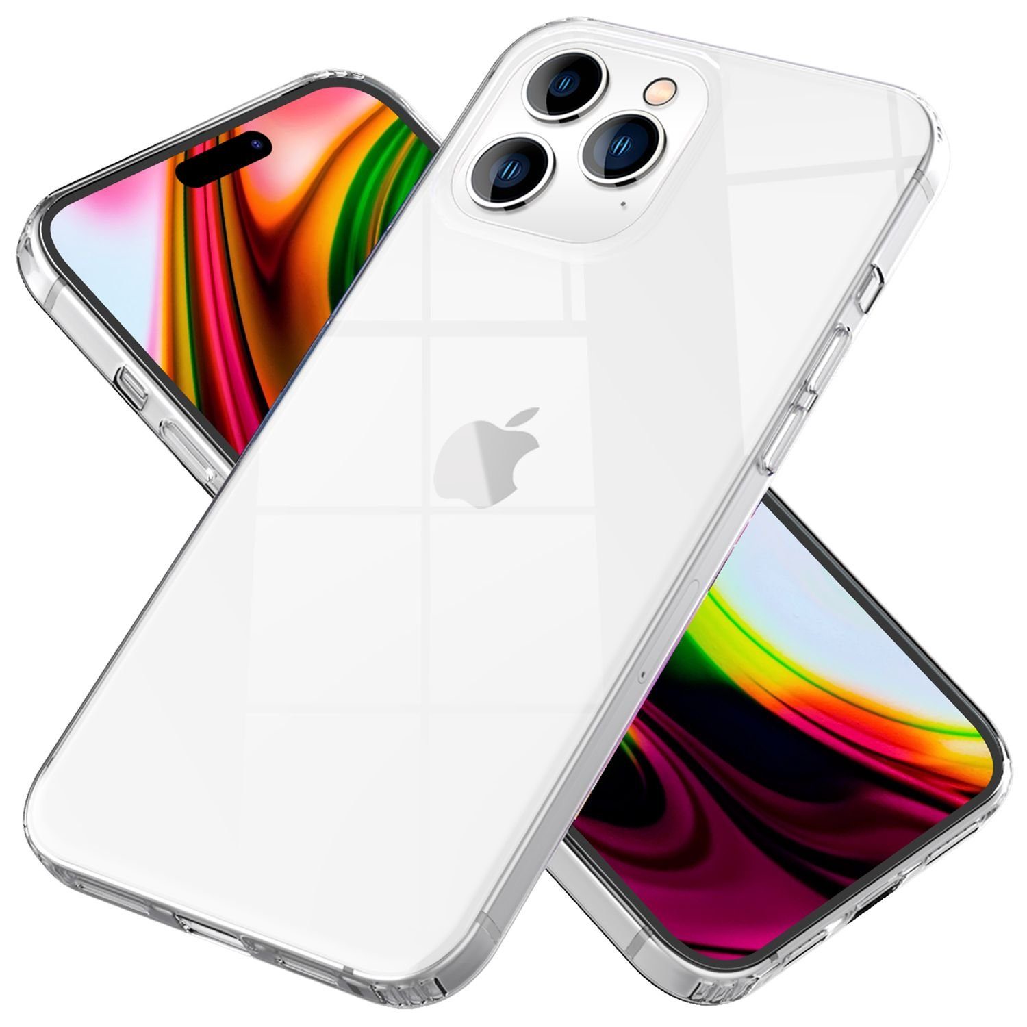 Nalia Smartphone-Hülle Apple iPhone 14 Pro 15,5 cm (6,1 Zoll), Klare Hybrid Hülle / Harte Rückseite / Kratzfest / Super Transparent