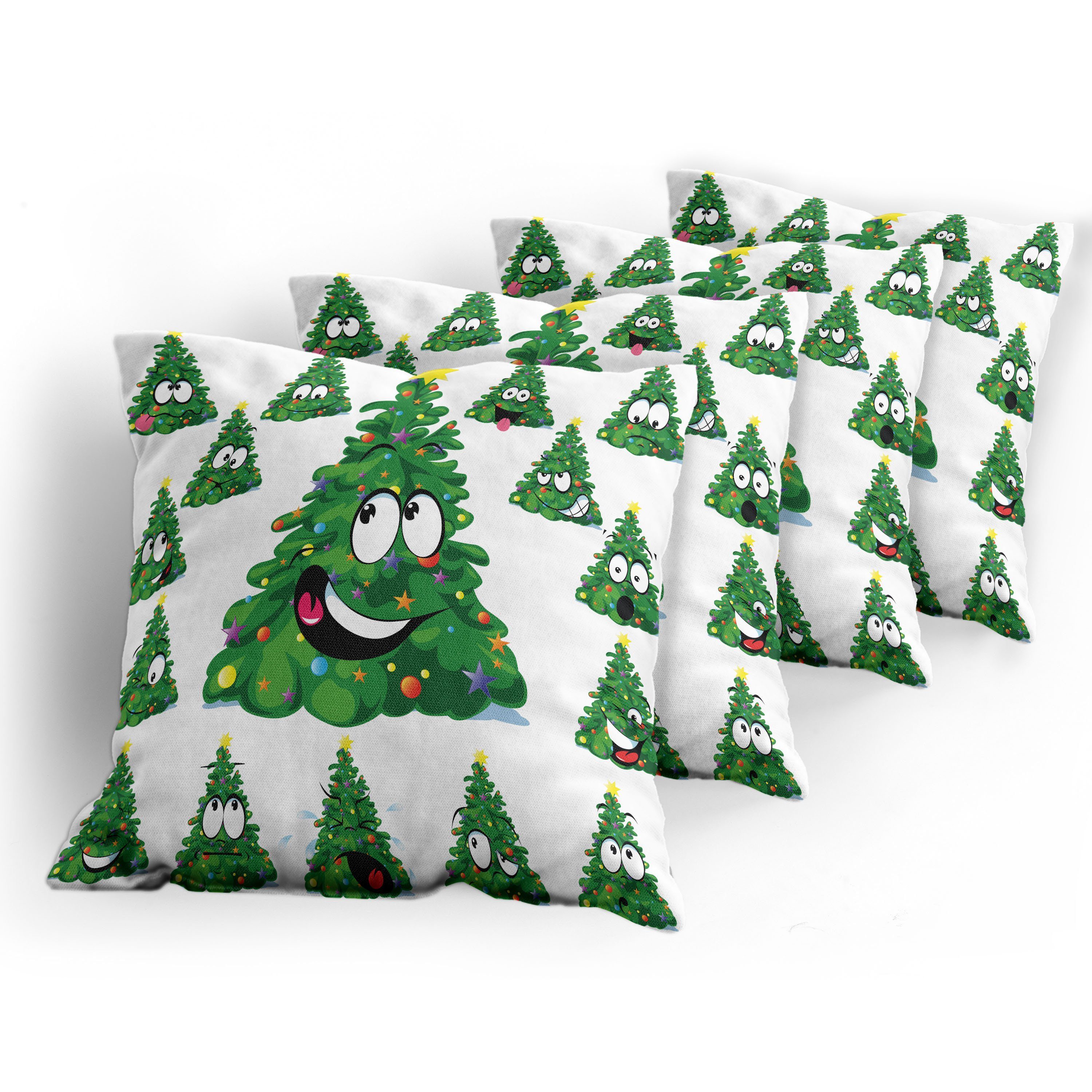 Kissenbezüge Modern Accent Doppelseitiger Digitaldruck, Weihnachten Stück), (4 Weihnachten Cartoon-lustige Abakuhaus