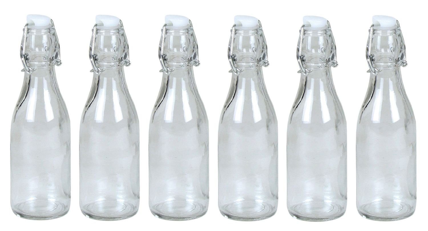 BURI Trinkflasche Drahtbügelflasche 6er-Set 0,25 Liter Glasflasche Bügel Bügelflaschen