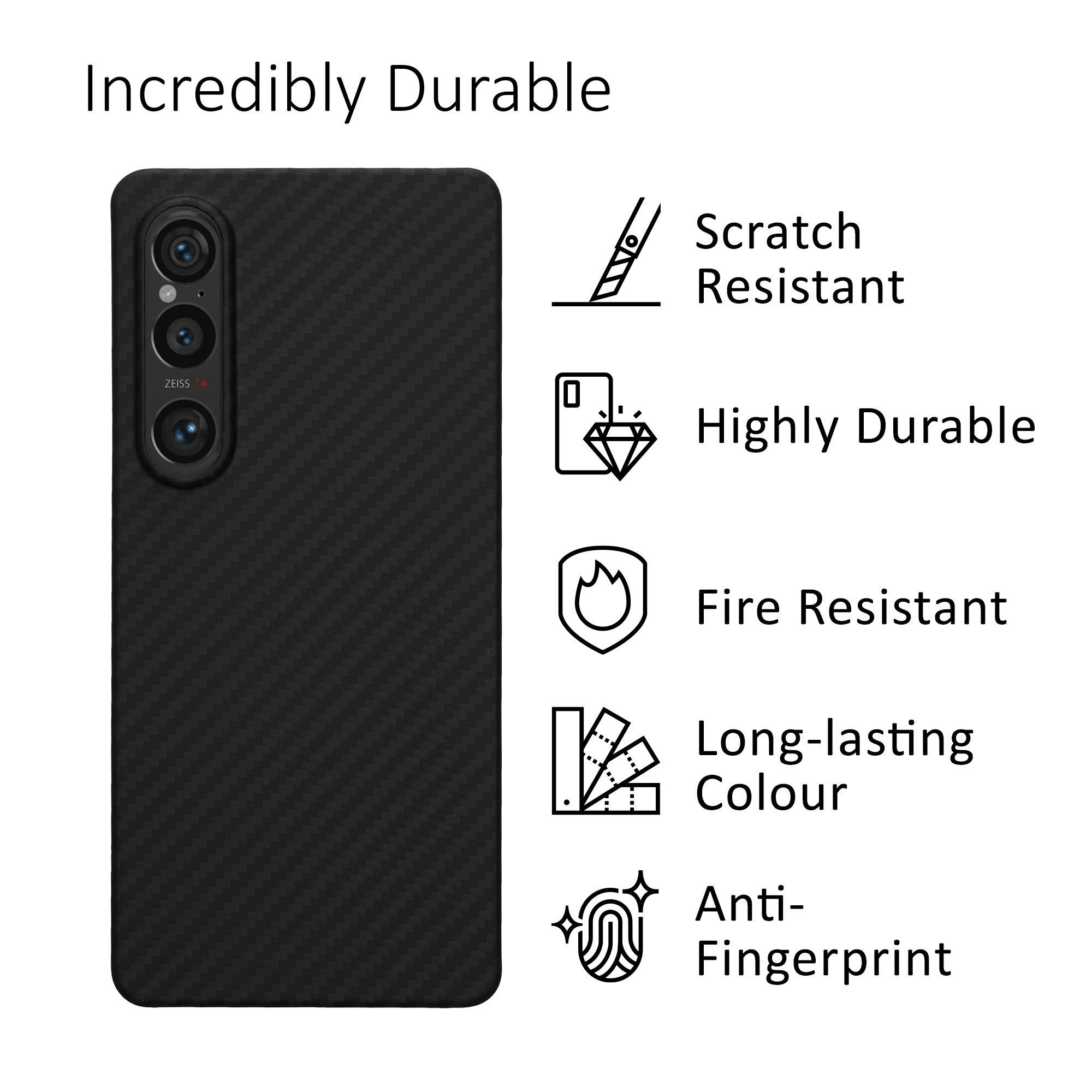 kalibri Handyhülle Hülle für Sony Xperia 1 VI, Aramid Handy Schutzhülle - Smartphone Cover Case