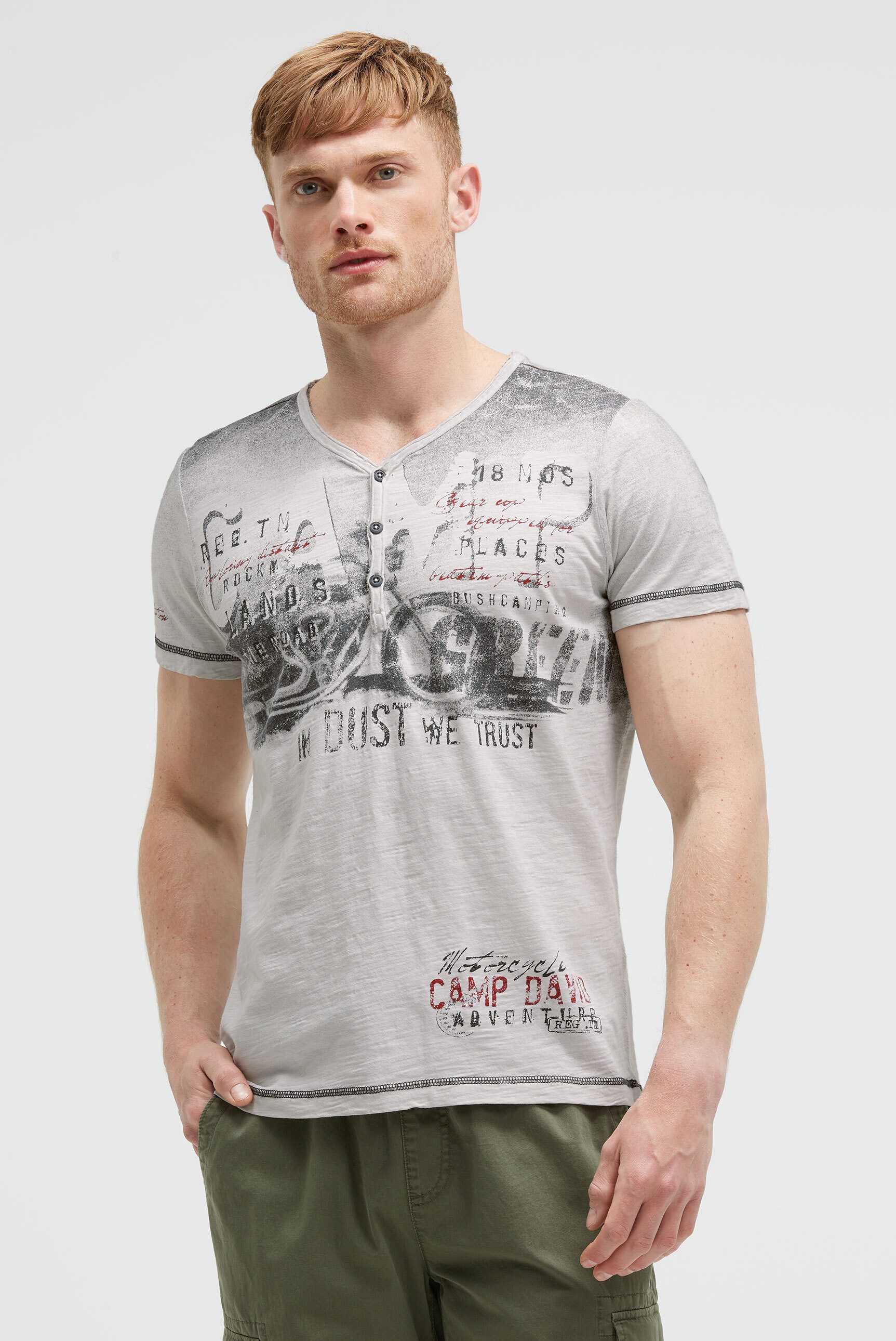 CAMP DAVID Henleyshirt mit offener Kante günstig online kaufen