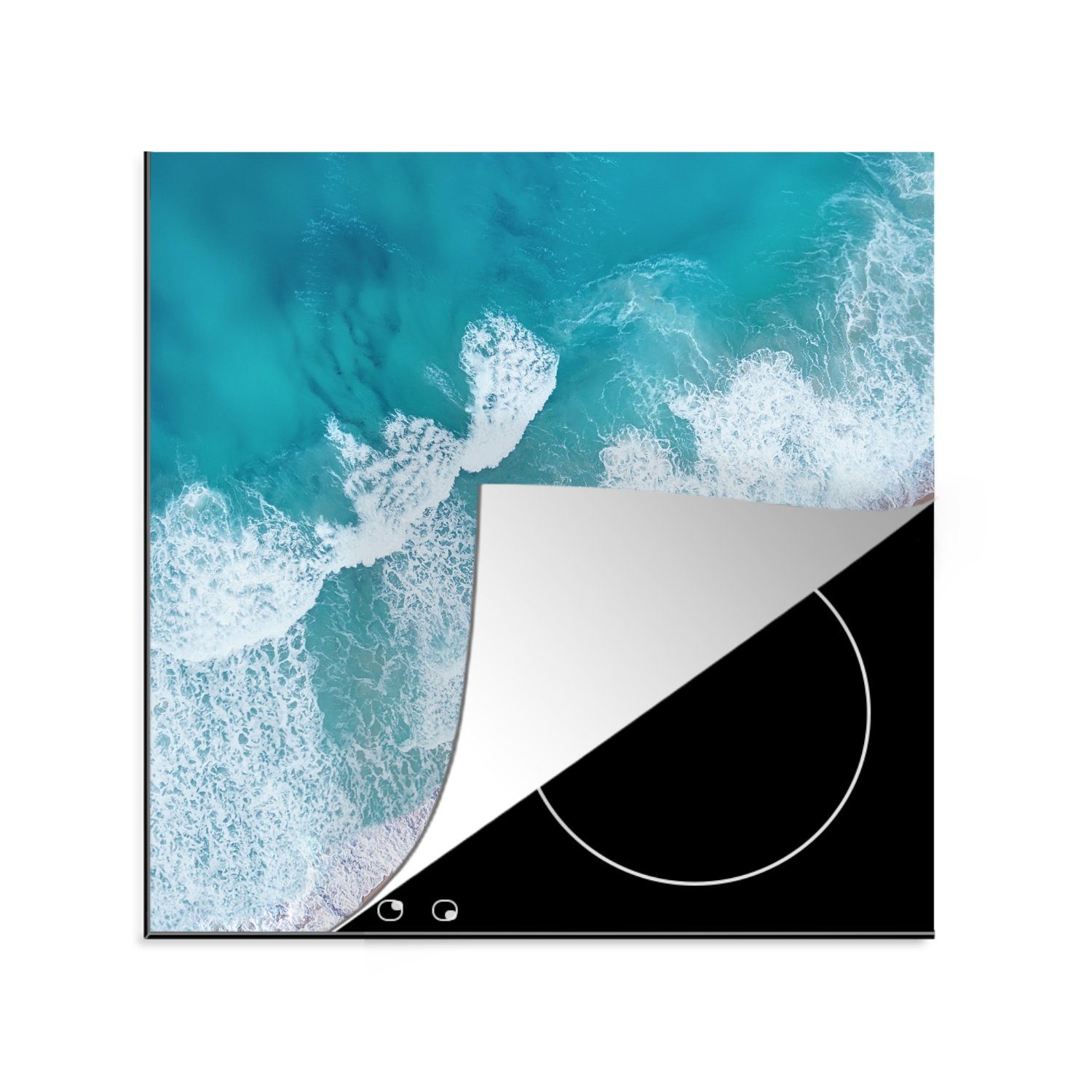 MuchoWow Herdblende-/Abdeckplatte Induktionsschutz - Strand - Wasser - Sommer, Vinyl, (1 tlg), 78x78 cm, Ceranfeldabdeckung, Arbeitsplatte für küche