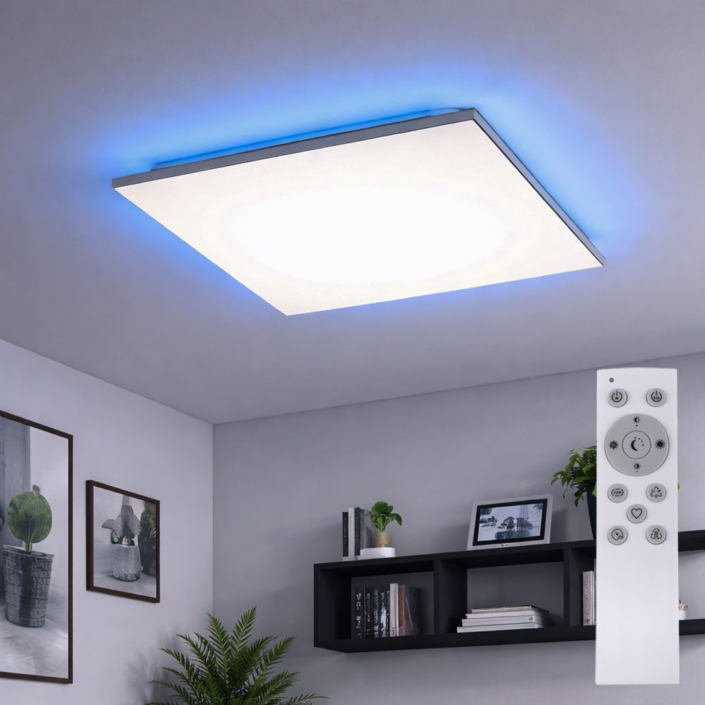 JUST LIGHT LED Deckenleuchte, LED-Leuchtmittel fest verbaut, Kaltweiß, Warmweiß, Neutralweiß, Tageslichtweiß, Farbwechsel, Deckenlampe LED weiß mit Fernbedienung und RGB Farbwechsel L 45 cm