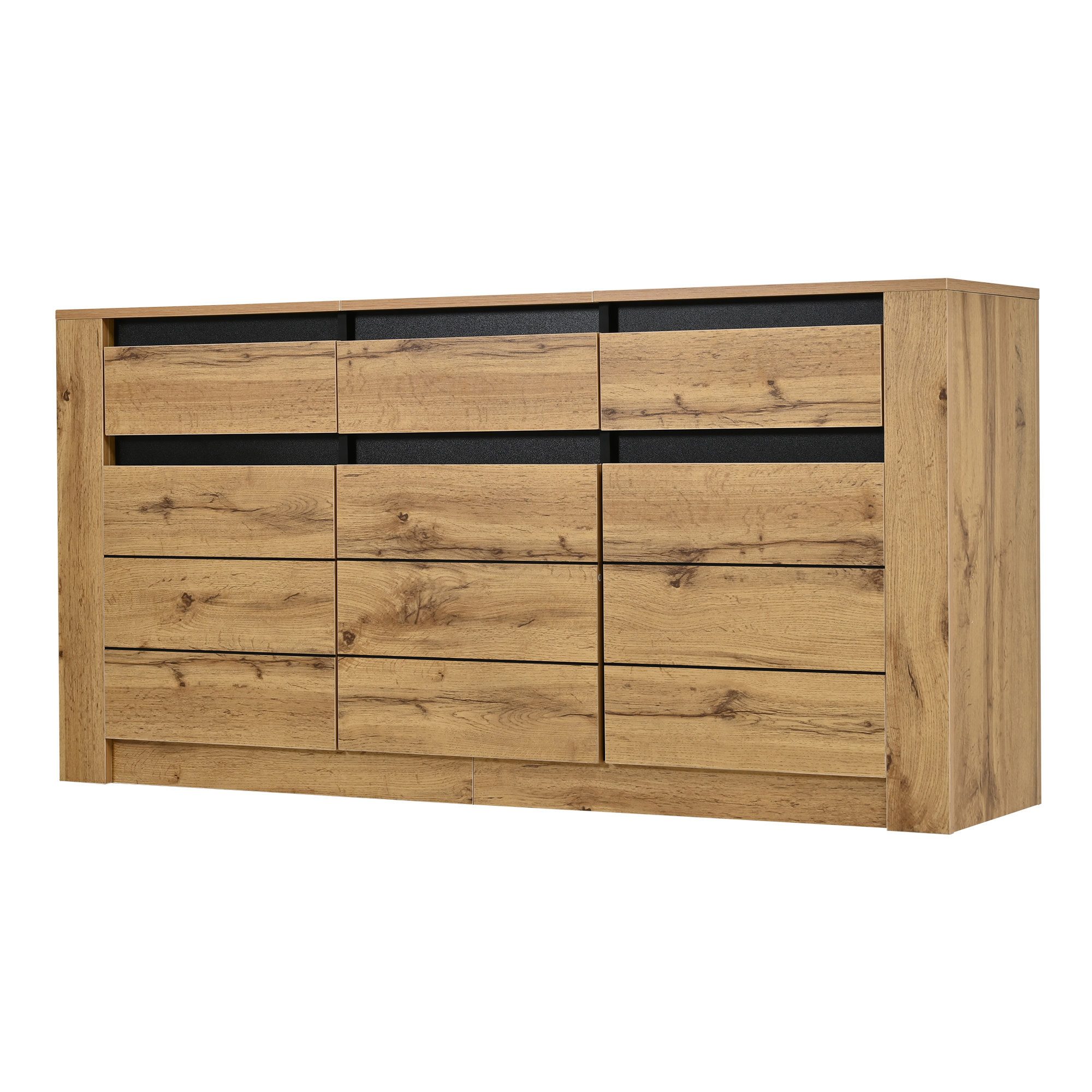 Odikalo Sideboard Kommode Aufbewahrungsschrank mit Lagerbereiche Schubladen (Sideboard 140×35×70cm aus Spanplatte moderner Kommode für Wohnzimmer Kabinett mit 9 – Bild 4 von 5