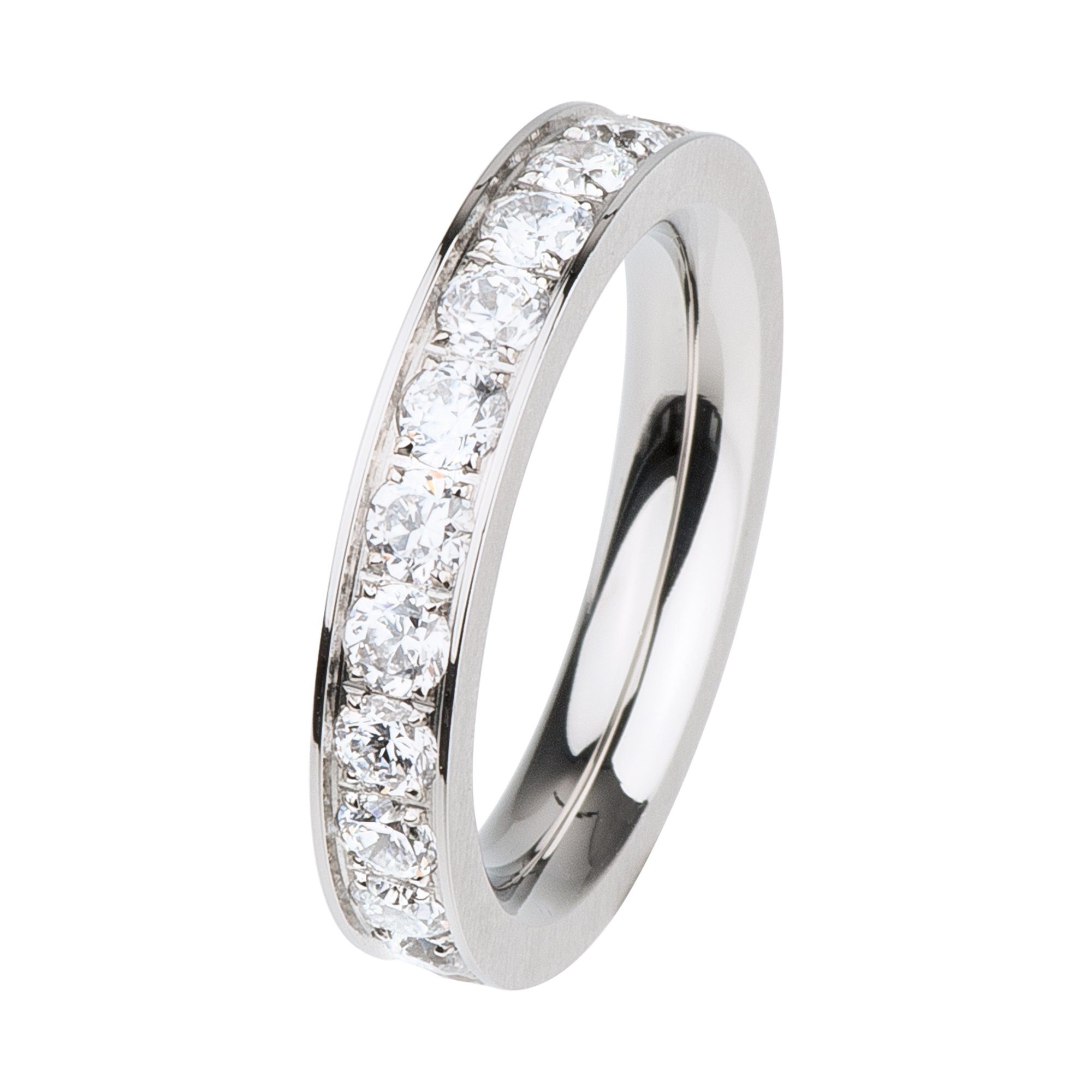 Ernstes Design Fingerring Vorsteckring Edelstahl mit Zirkonia R291.WH