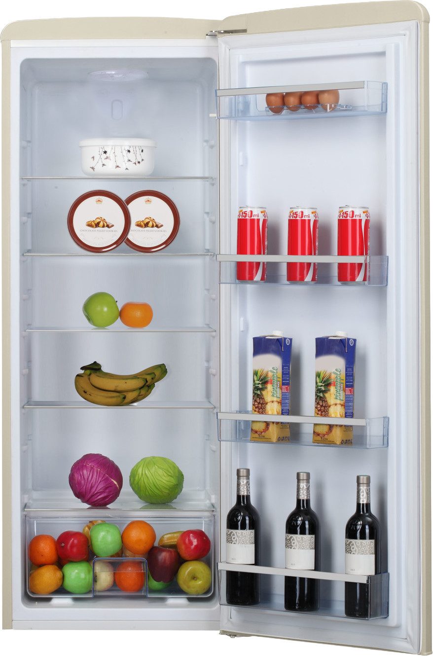 Amica Vollraumkühlschrank Retro VKSR 354 155 B, 144 cm hoch, 55 cm breit, Viel Raum für Frische – leise, hell und flexibel sortiert