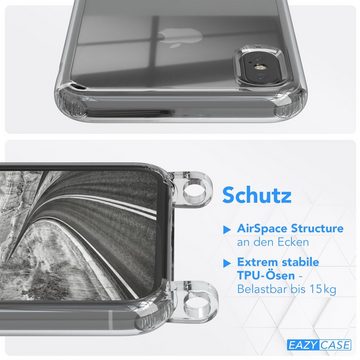 EAZY CASE Handykette Silikonhülle mit Kette für iPhone X / iPhone XS 5,8 Zoll, Ketten Hülle Transparent Case Kettenhülle abnehmbare Kordel Schwarz