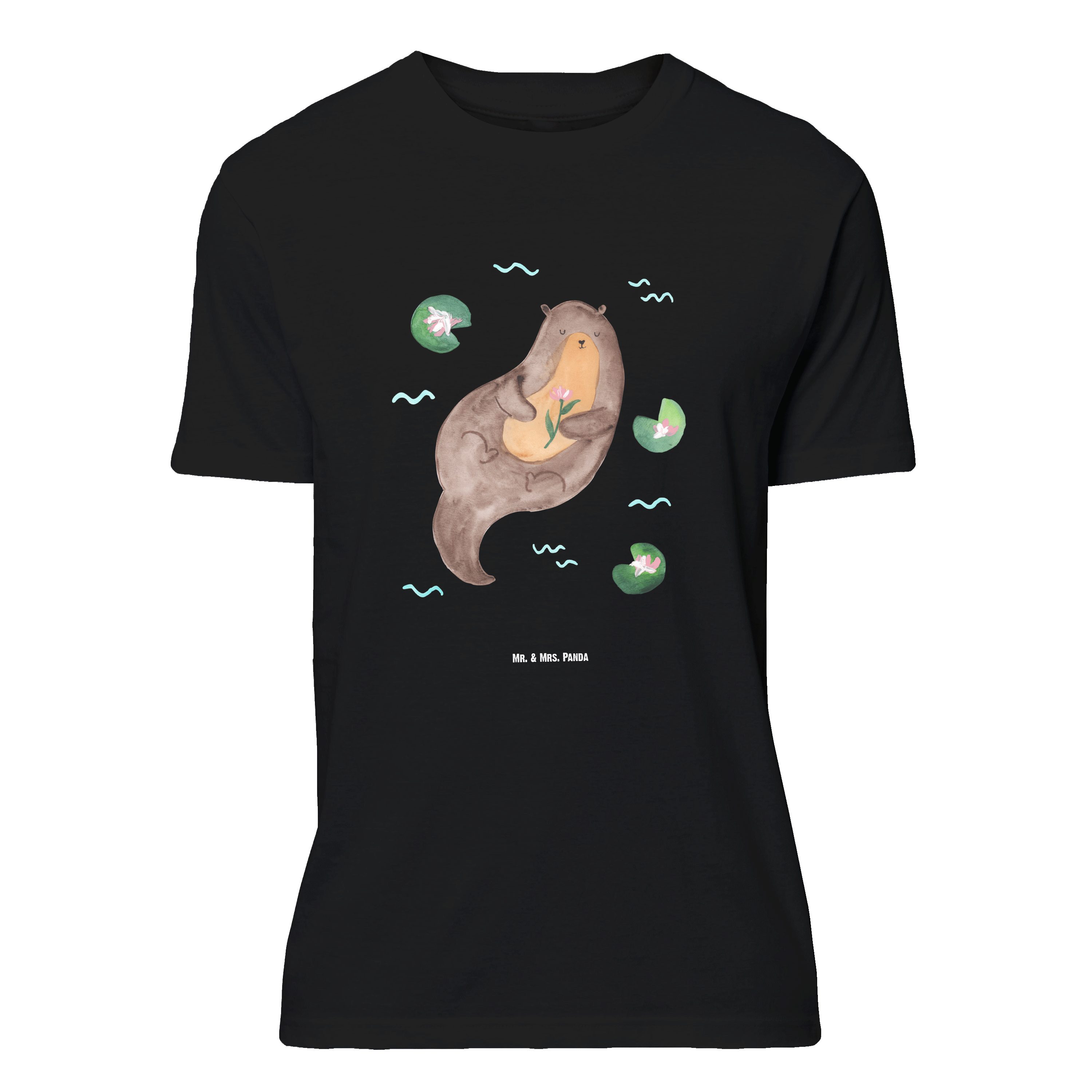 T-Shirt Otter Seerose, Größe XL T-Shirt, Schwarz, Shirt, Wasser, Seeotter, T-