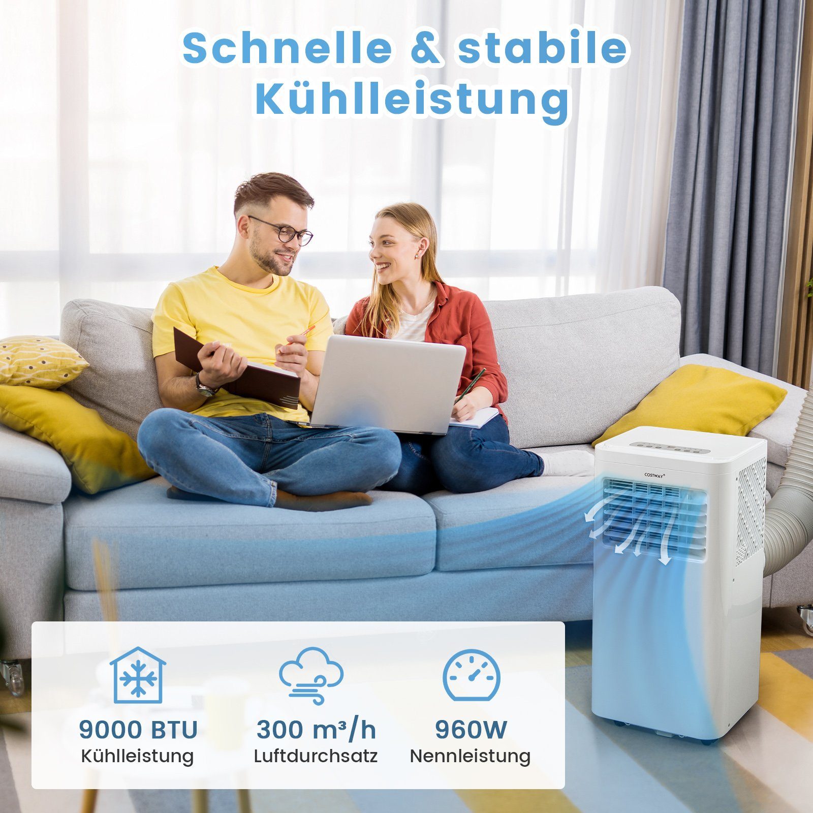 COSTWAY 3-in-1-Klimagerät, 9000BTU/2,75kW, für 75m³, Fernbedienung, günstig online kaufen