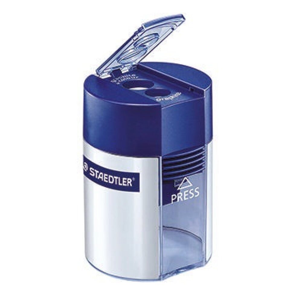 STAEDTLER Anspitzer Doppel-Spitzdose mit Behälter transparent/blau