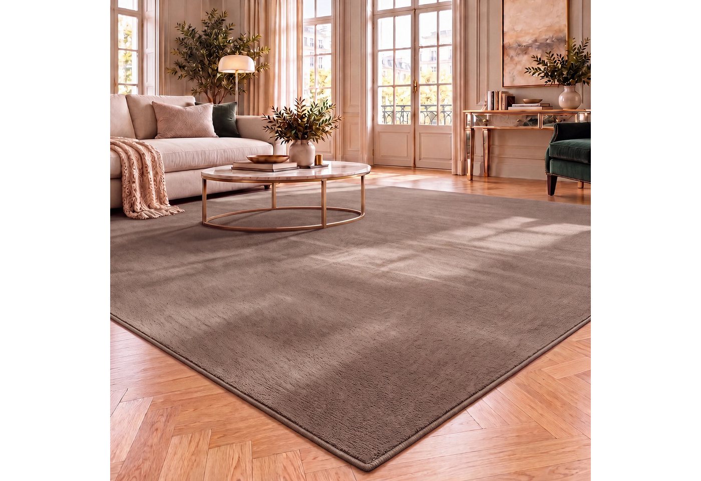 Vimoda Teppich Cozy Kurzflor Teppich – Angenehm warm & weich, waschbar & rutschfest, Rechteck, Höhe: 10 mm, Fellteppich Uni, Wohnzimmer, Schlafzimmer, kinderzimmer