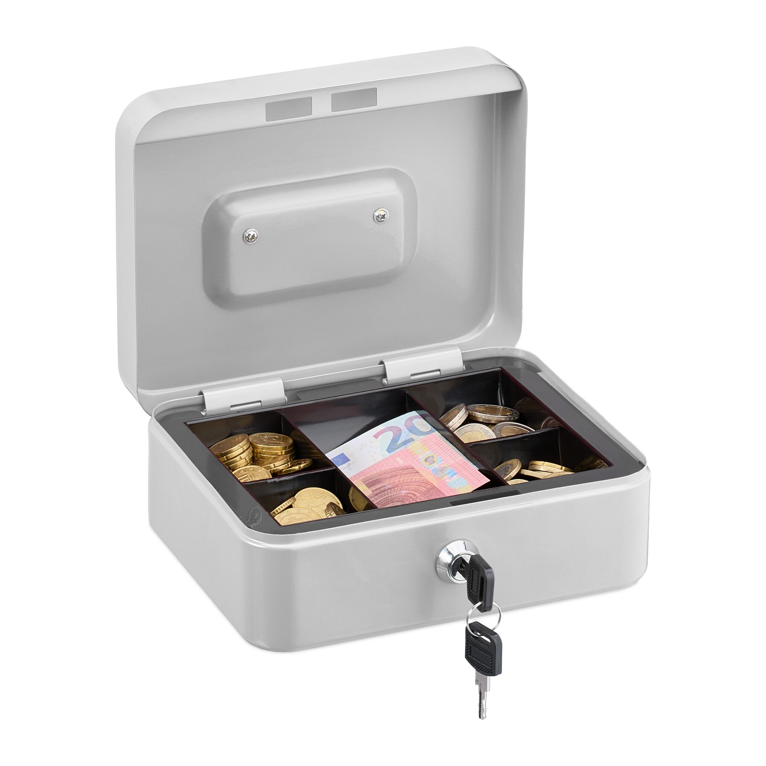 relaxdays Geldkassette Abschließbare Geldkassette, weiß