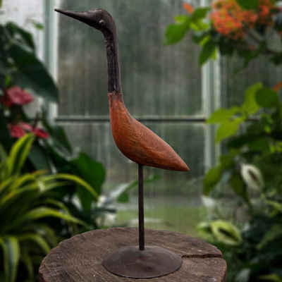Antikas Dekofigur Vogelfigur, S, Gartenfigur, Metallfigur, Kranich, Tierfiguren, - 31 cm