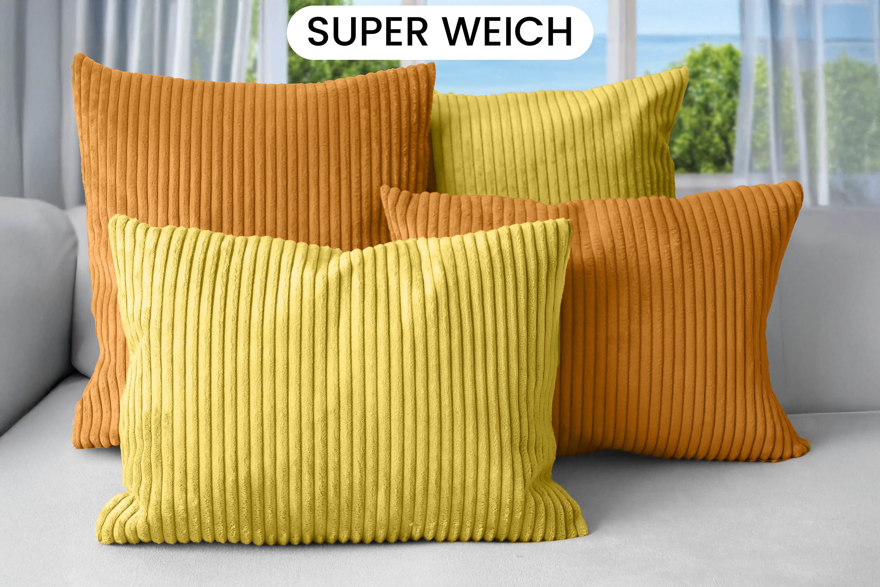 Amilian Dekokissen Sofakissen 4er Set mit Füllung - 2x 45x45 + 2x 35x45 cm, Hotelverschluss, waschbar, formstabil – Bild 2 von 5