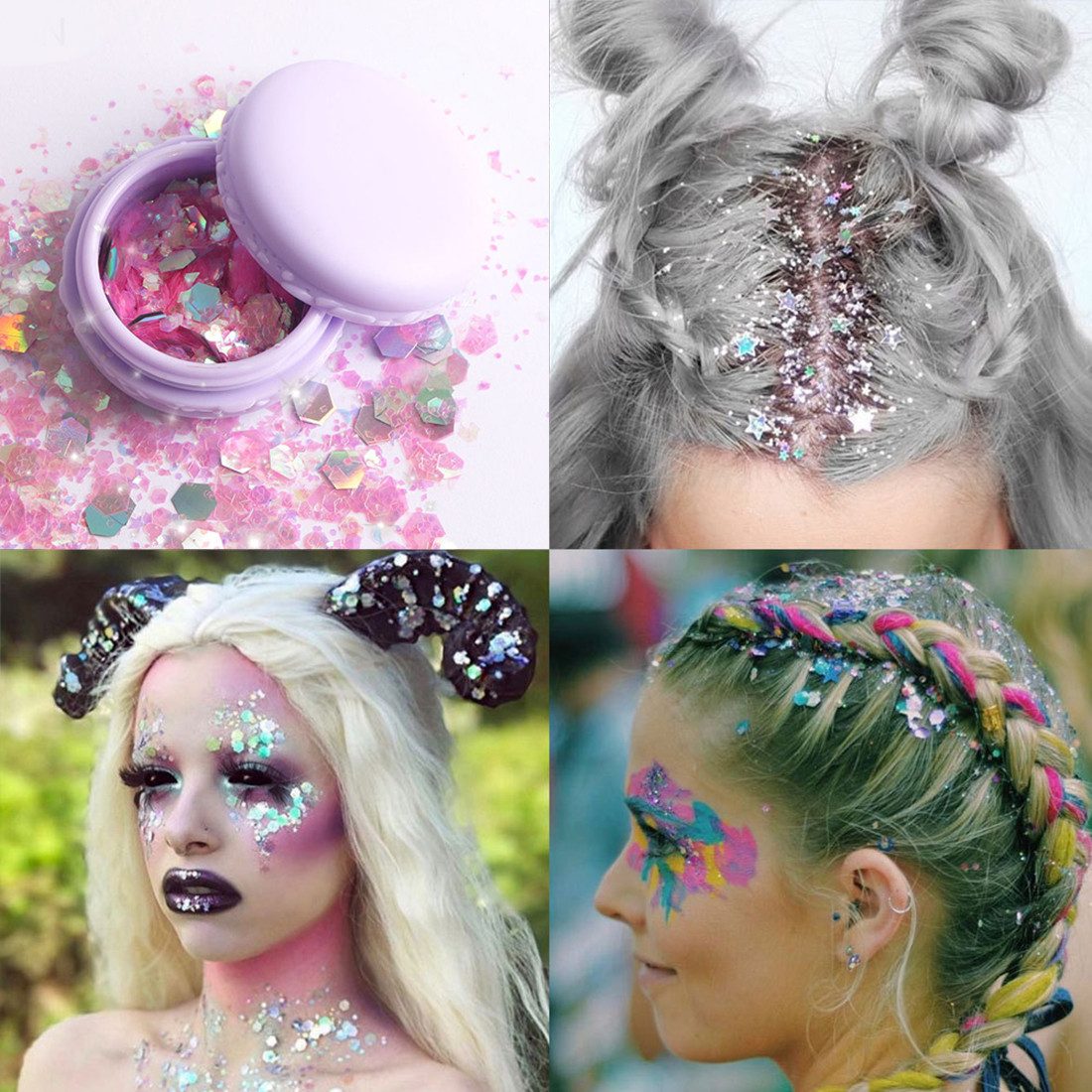 DEBAIJIA Lidschatten 4 Farben Körper Glitter Gesicht Glitter Make-up