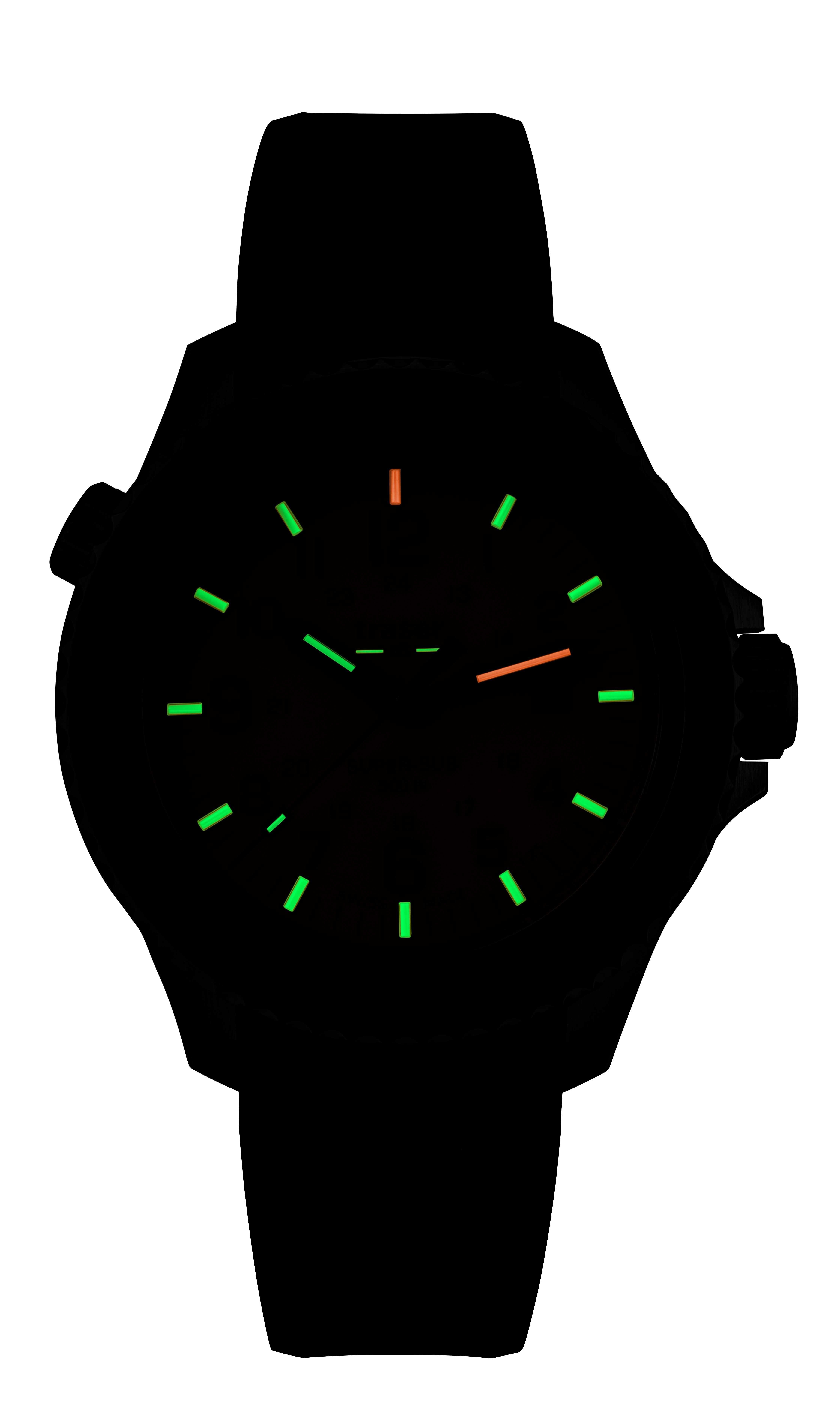 Traser Taucheruhr P67 SuperSub Herrenuhr 109377 Kautschukband 46 mm, mit selbstleuchtendem trigalight®