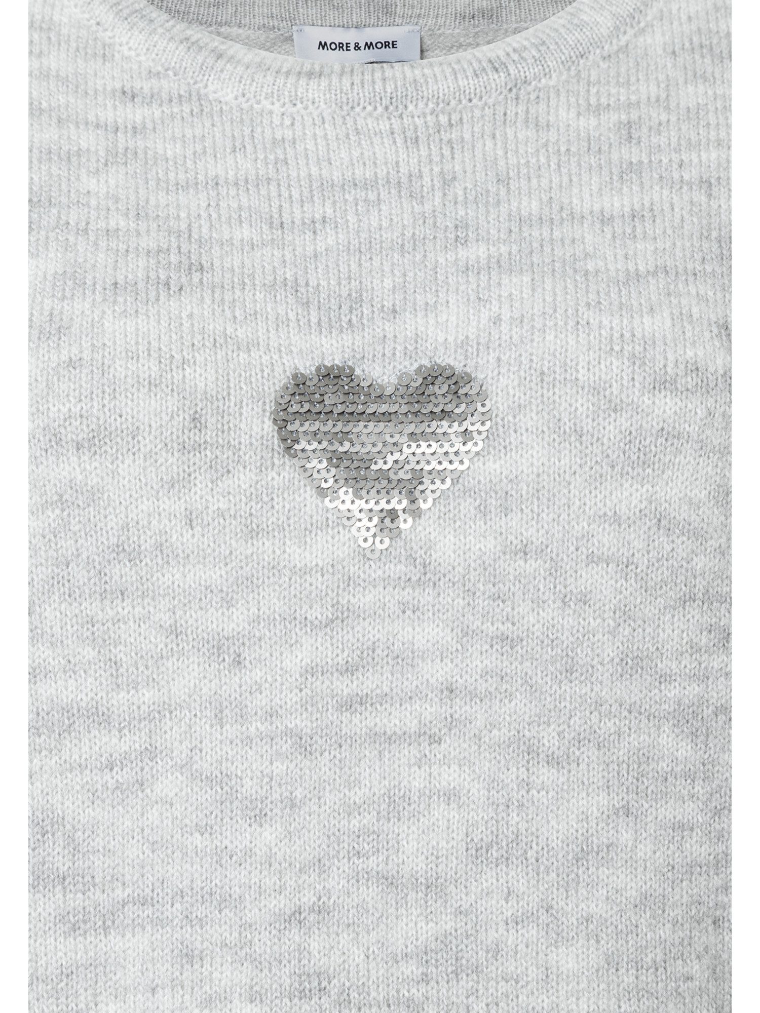 MORE&MORE Rundhalspullover süßer, softer Pailletten-Herzchen-Pullover