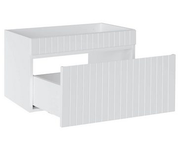 einfachgutemoebel Waschtisch-Set Badezimmer Waschplatz VITTAVLA 80cm, mit Aufsatzbecken, matt-weiß, (Badmöbel Set, 1-St., Waschtisch Unterschrank)