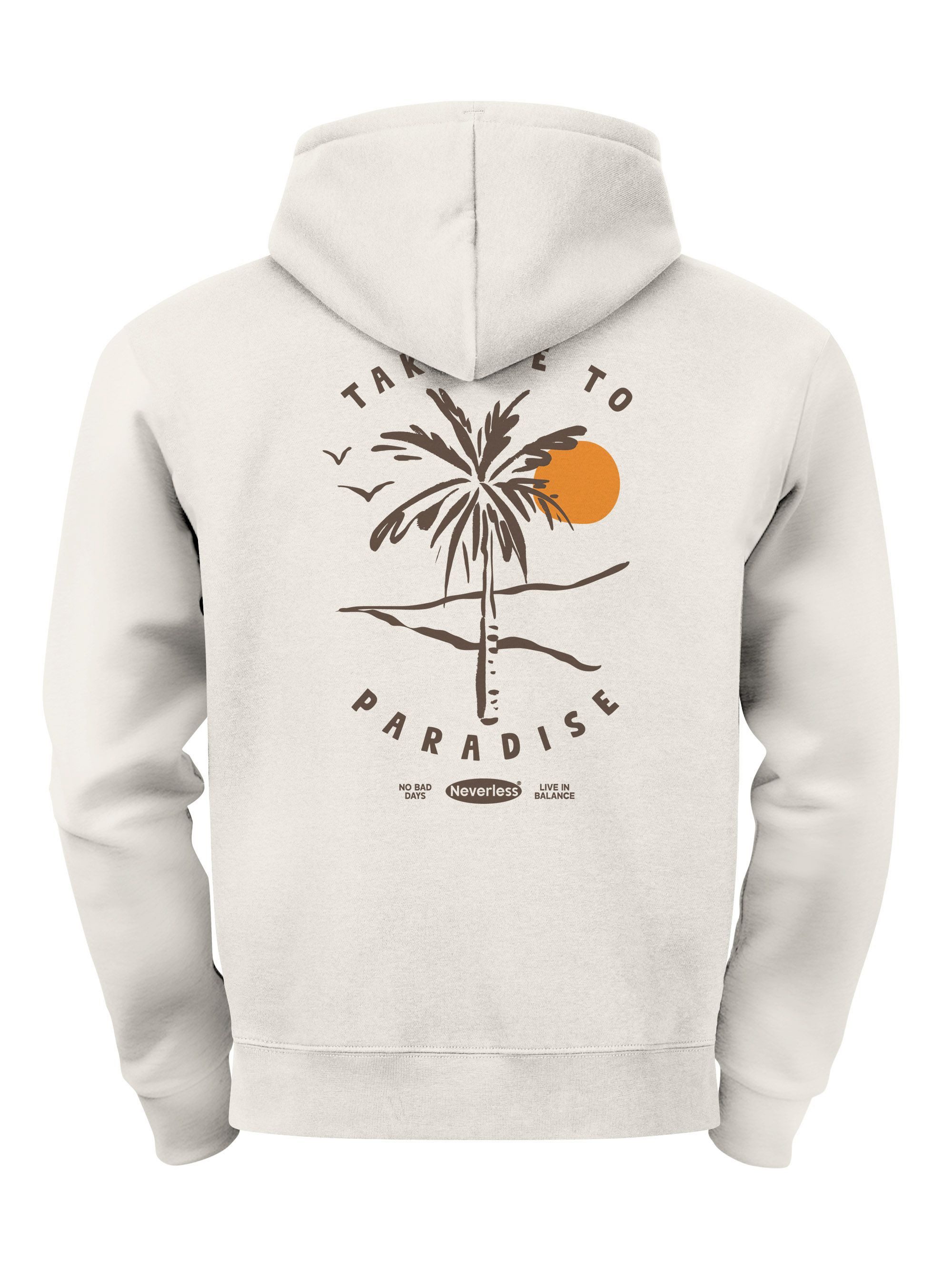 Neverless Hoodie Herren Hoodie Backprint Paradise Design Kapuzenpullover mit Palmen
