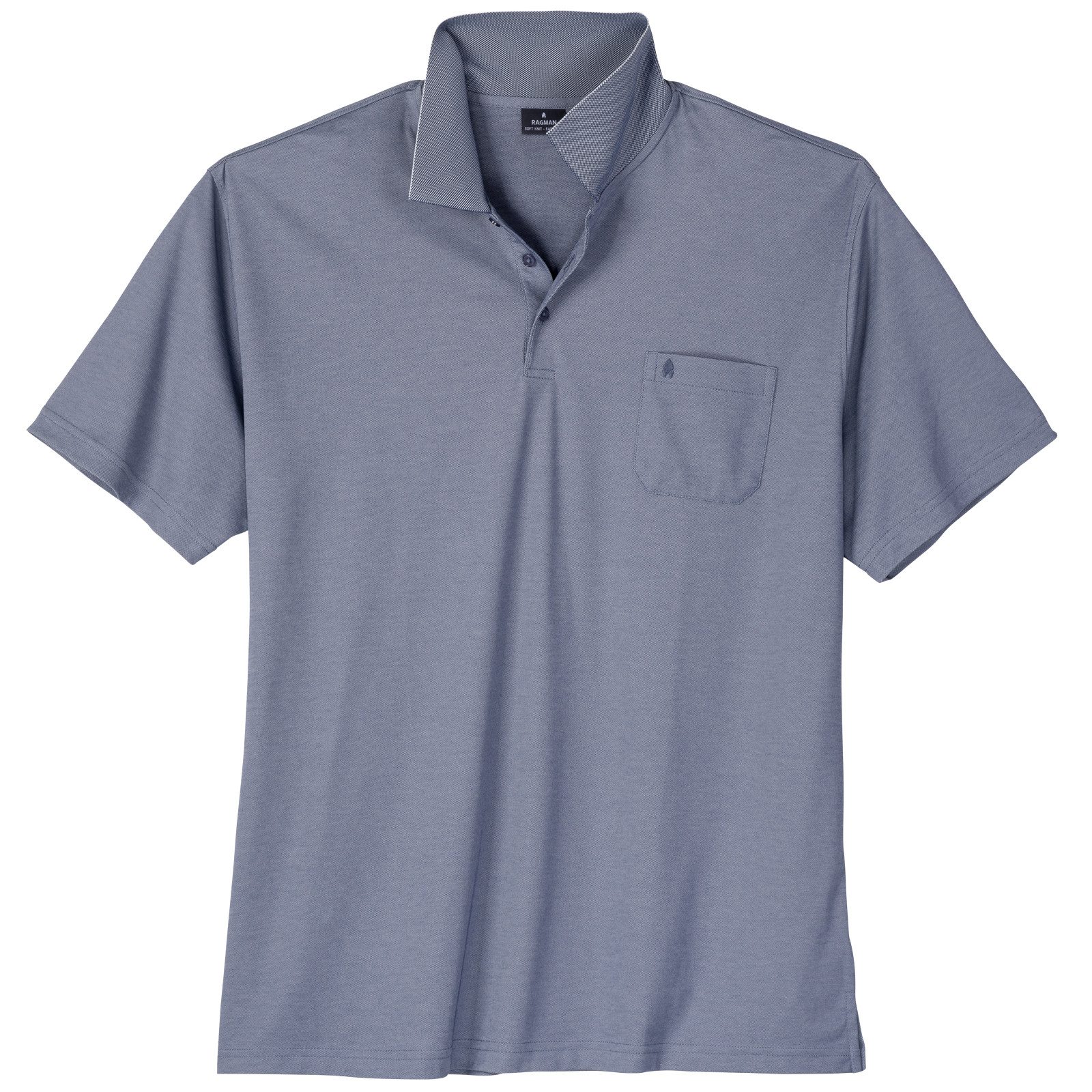 RAGMAN Poloshirt Ragman Übergrößen Softknit Poloshirt marine melange