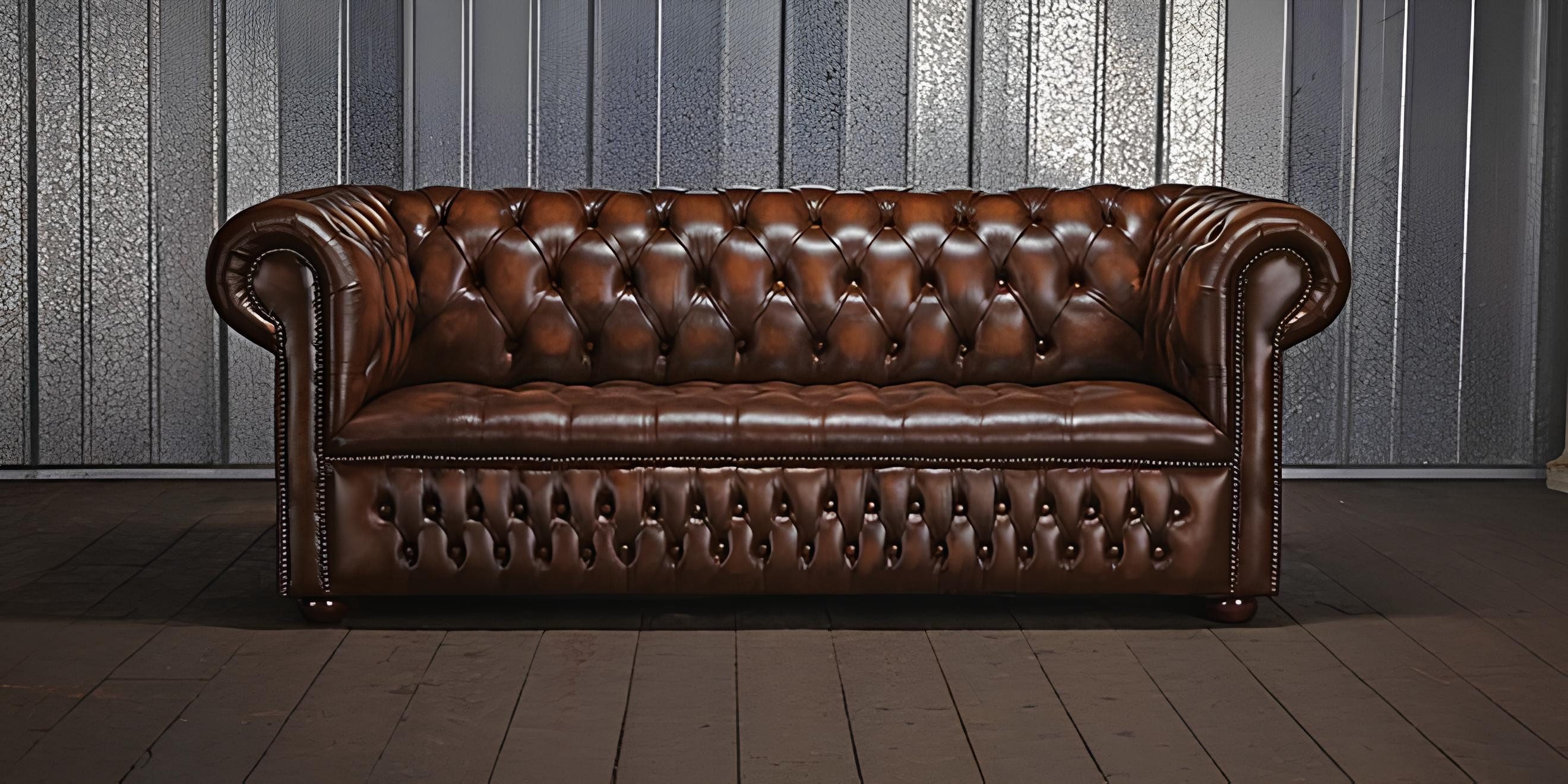 Xlmoebel Chesterfield-Sofa Klassisches Chesterfield Leder Sofa mit Polsterung aus 100% echtem, Hergestellt in Europa