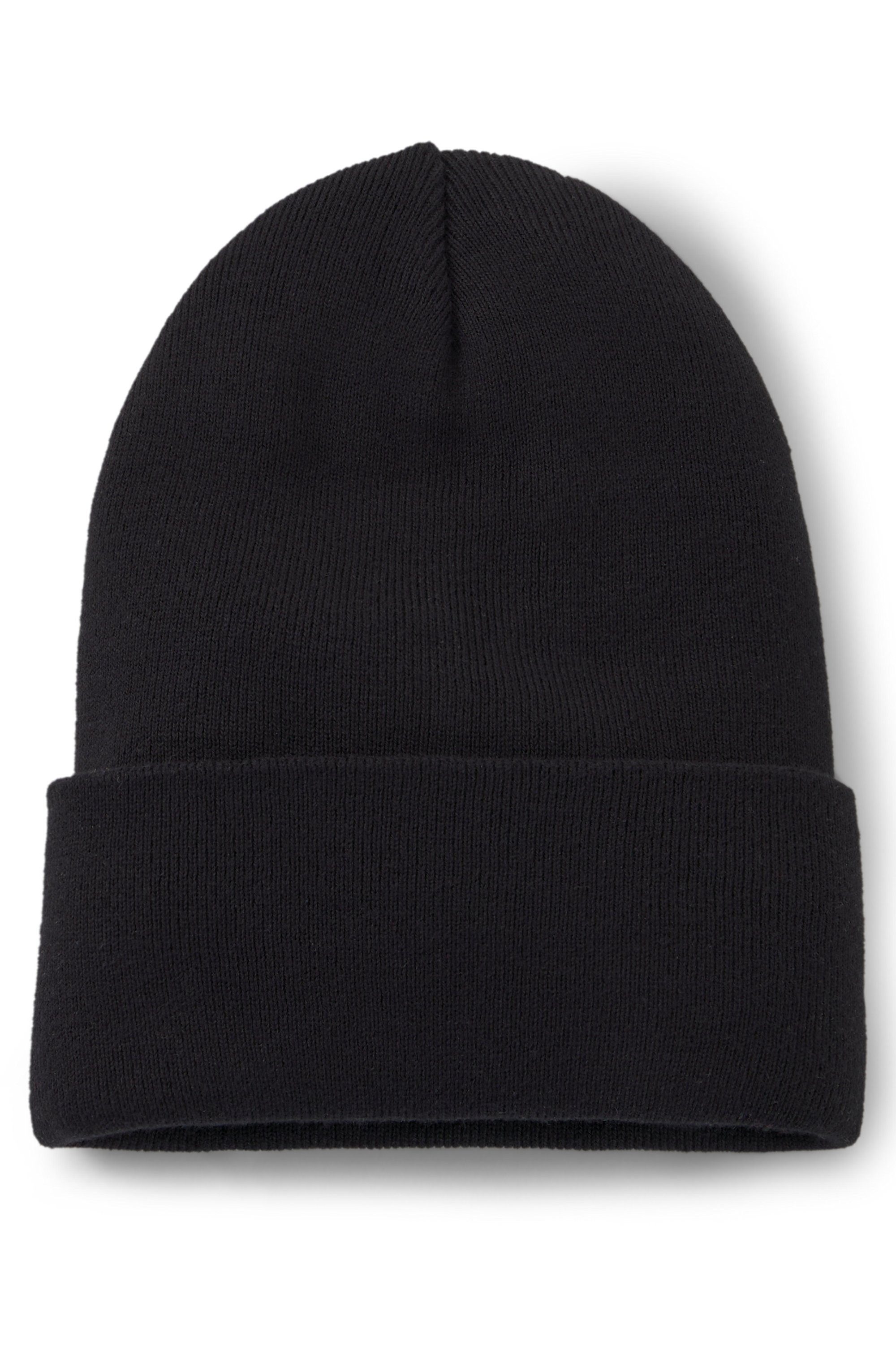 HUGO Strickmütze Xevon mit Label-Aufnäher, unisex