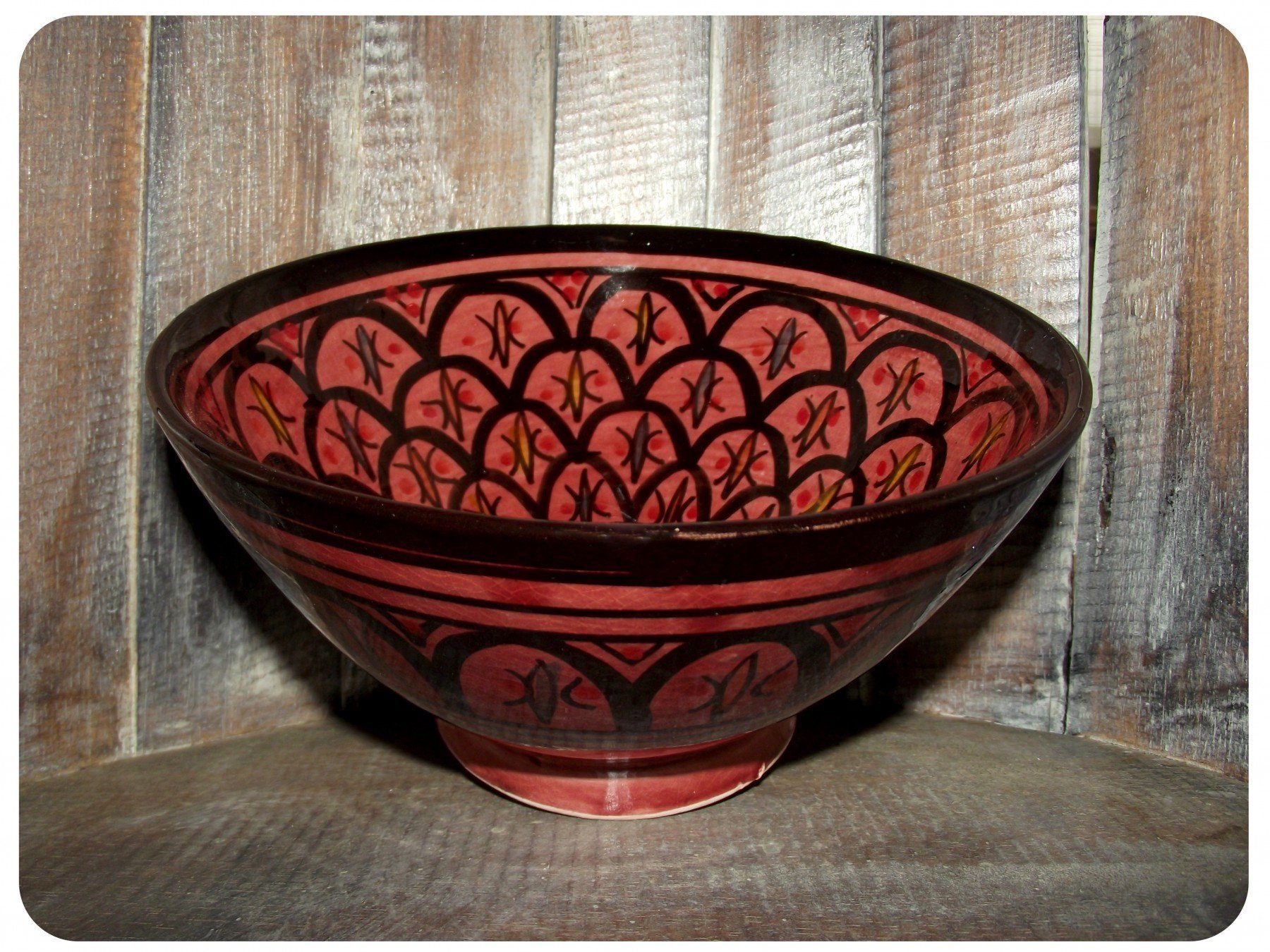 Schüssel 1-tlg), Keramik, Rot Keramikschüssel, handarbeit (Mittel, marokkanische SIMANDRA Orientalische