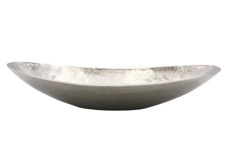 Dekohelden24 Dekoschale Schale / Dekoschale / Naschschale in silber, oval,  modern geformt aus (Schale, 1 St)