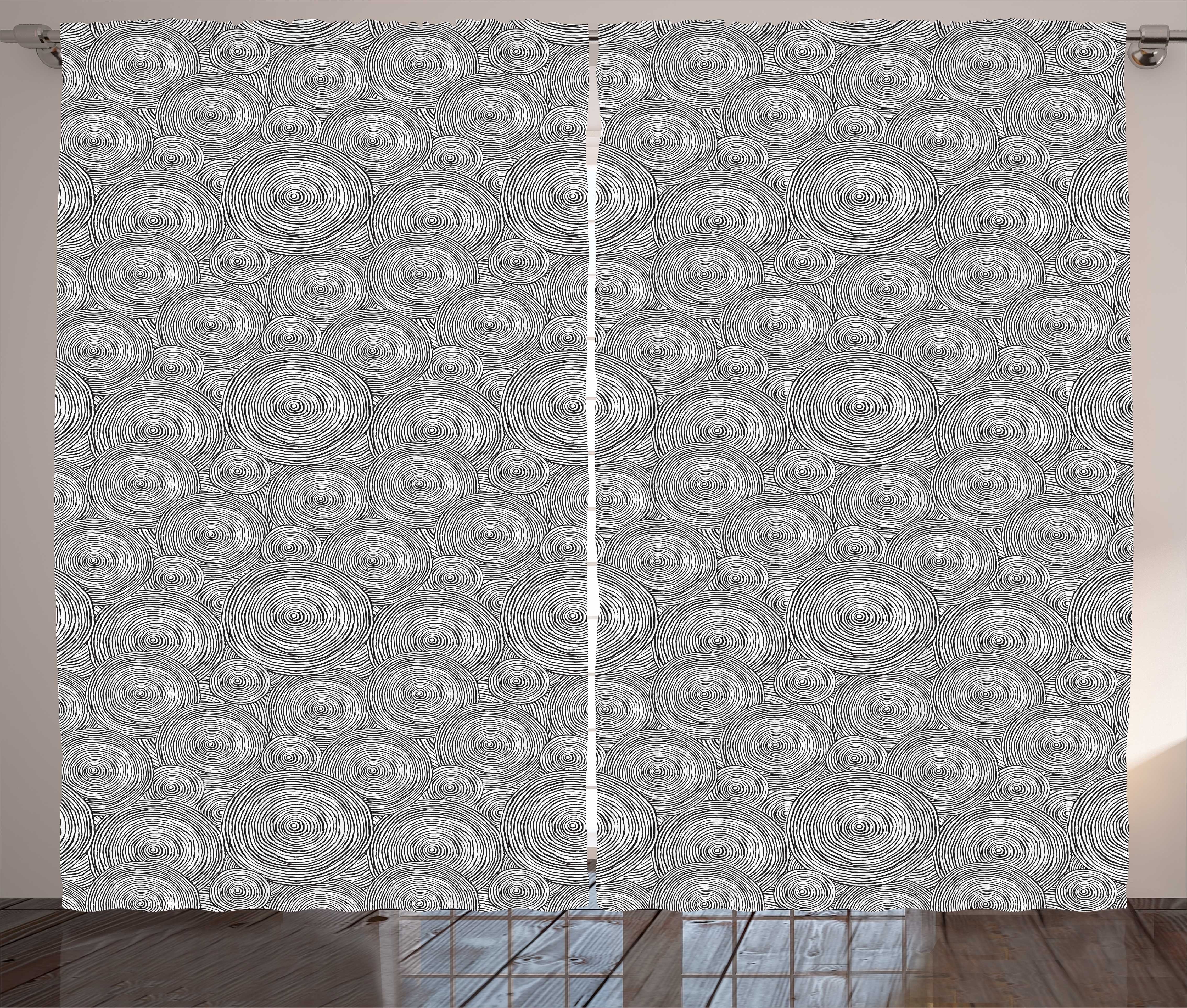 Gardine Schlafzimmer Kräuselband Vorhang mit Schlaufen und Haken, Abakuhaus, Abstrakt Hand gezeichnet Spiral Runde