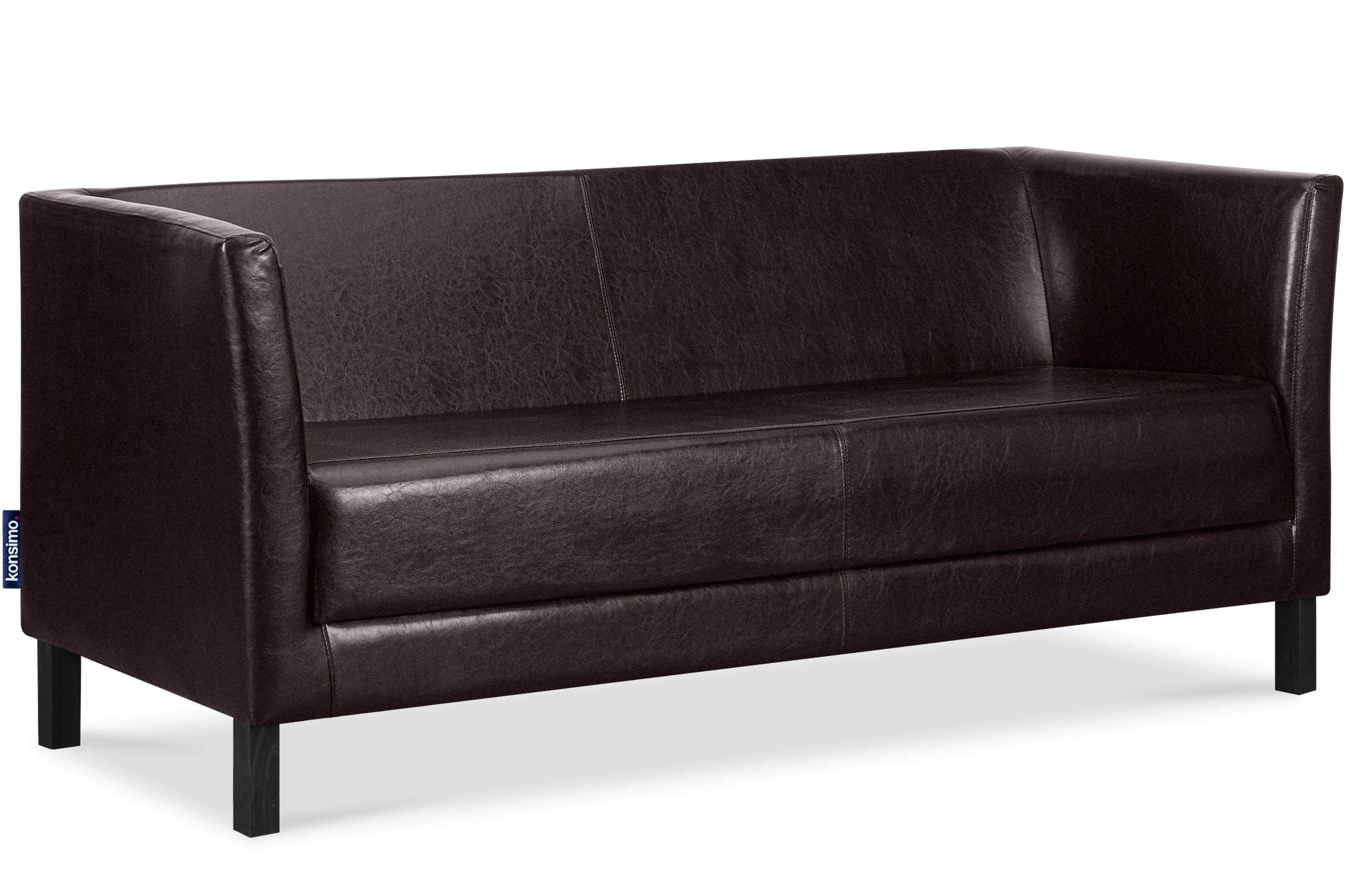 Sofa 3 1 hohe | Sitzer, Rückenlehne, Sitzfläche Dunkelbraun Sofa Kunstleder weiche und ESPECTO hohe Beine, Dunkelbraun Konsimo Teile,