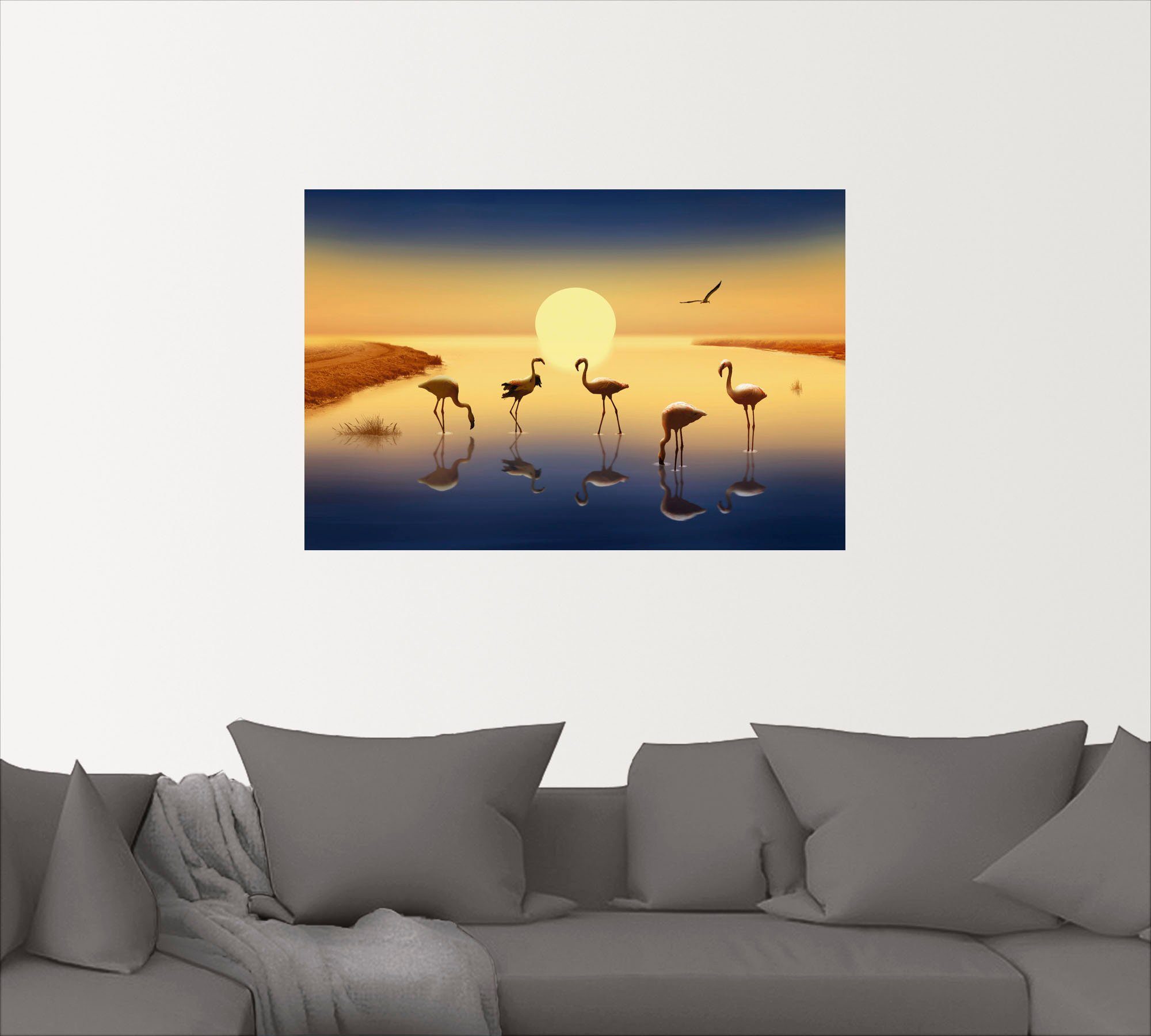 Wandbild in Wandaufkleber in Vögel Größen als Flamingos oder Alubild, versch. (1 St), der Abendsonne, Leinwandbild, Artland Poster