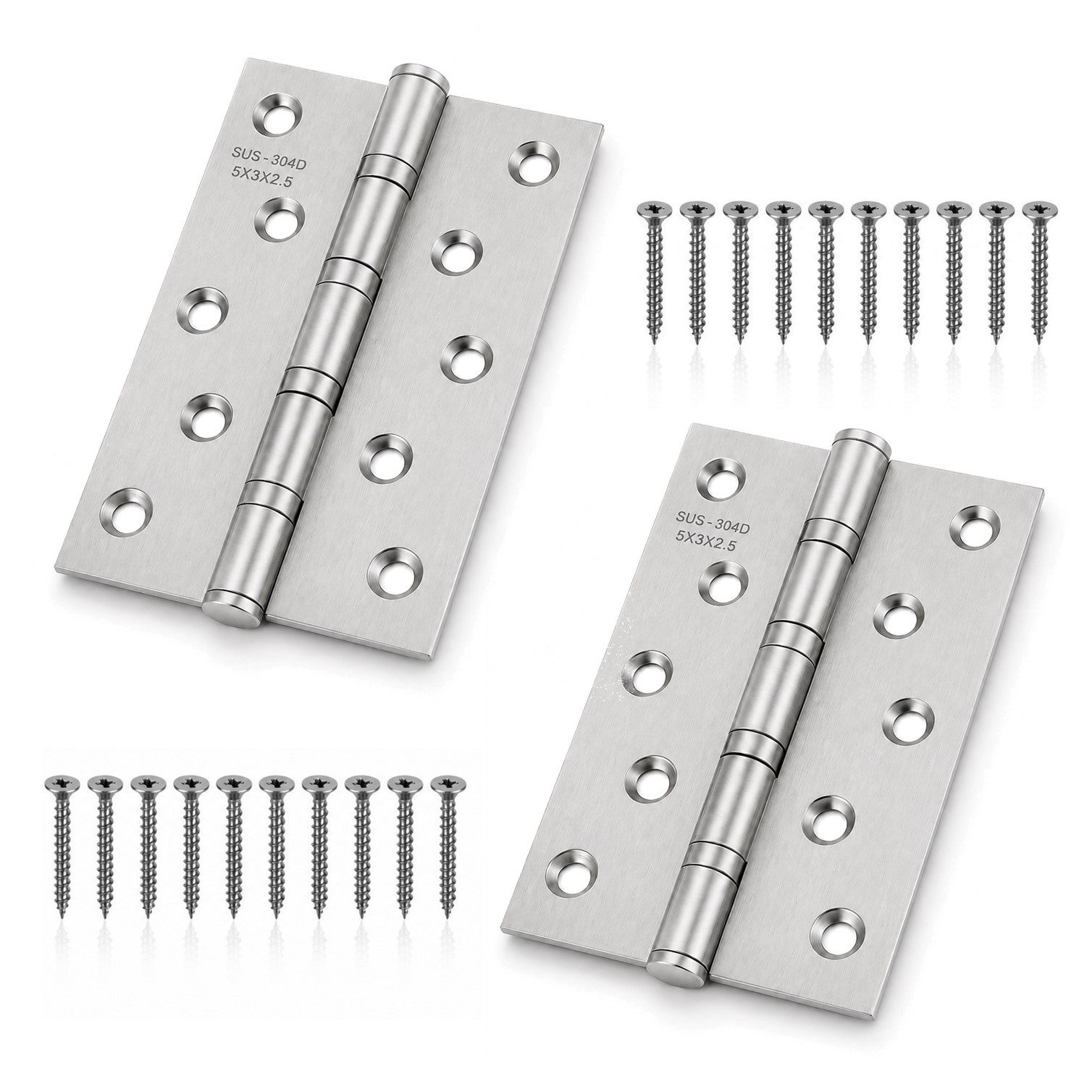 HOOZ Türbeschlag Scharniere Klappbar 304 Edelstahl 125mm – Kugelgelagert – 2er Set (Set, 2 St., 2 Scharniere inkl. Edelstahlschrauben), 315° Öffnungswinkel, Schwerlast-Ausführung, rostfrei, inkl. Schrauben
