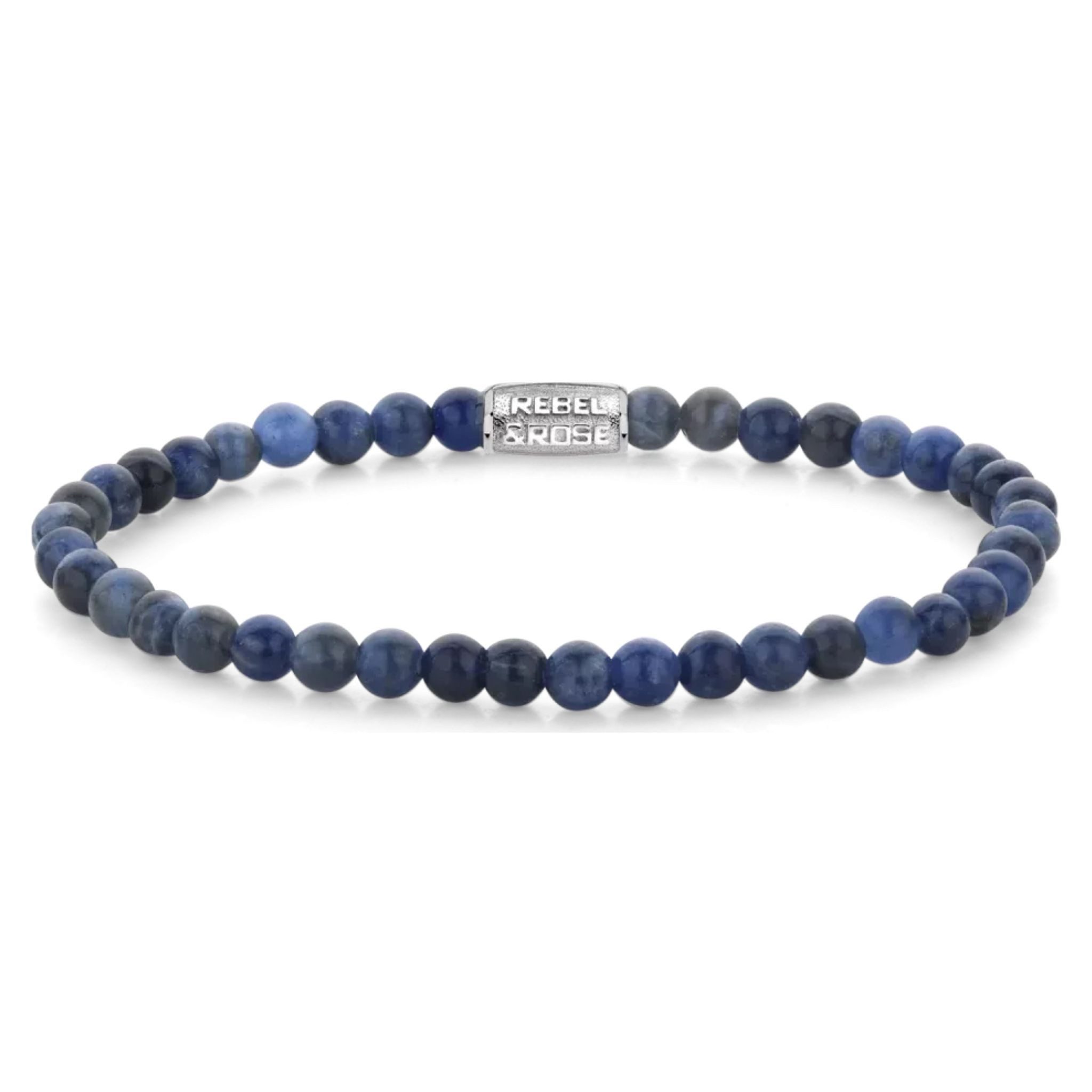 Armband Armband aus 4mm Sodalitedelsteinen mit Edelstahlverschluss