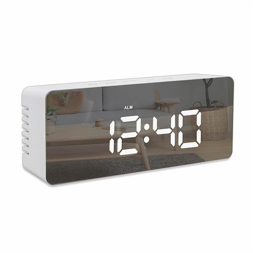 Temperatur Moduls LED mit Nachttisch, Snooze Anzeige Digital Dekorative Wecker Datum Spiegel Uhr, Uhr mit Wecker Digital