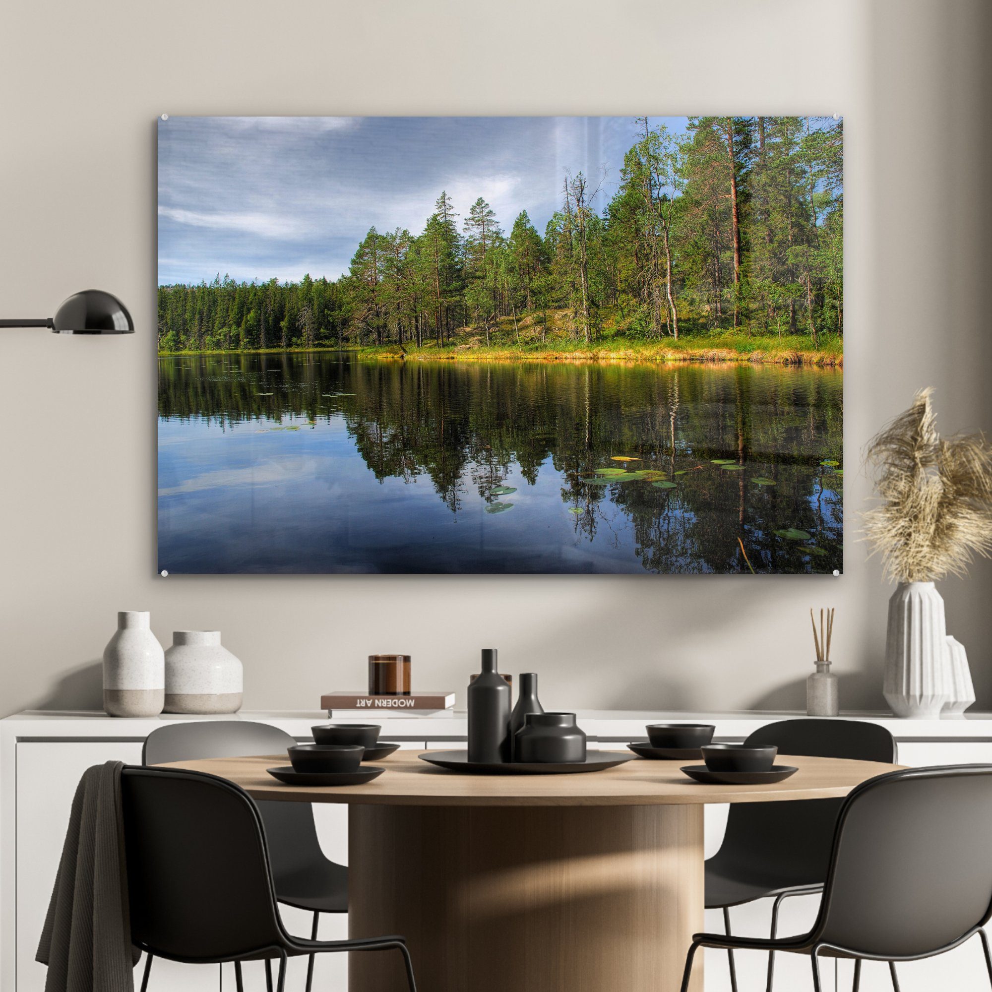 Acrylglasbilder der MuchoWow Waldlandschaft Schweden, Acrylglasbild (1 Spiegelung im & in St), Skuleskogen-Nationalpark Schlafzimmer Wohnzimmer