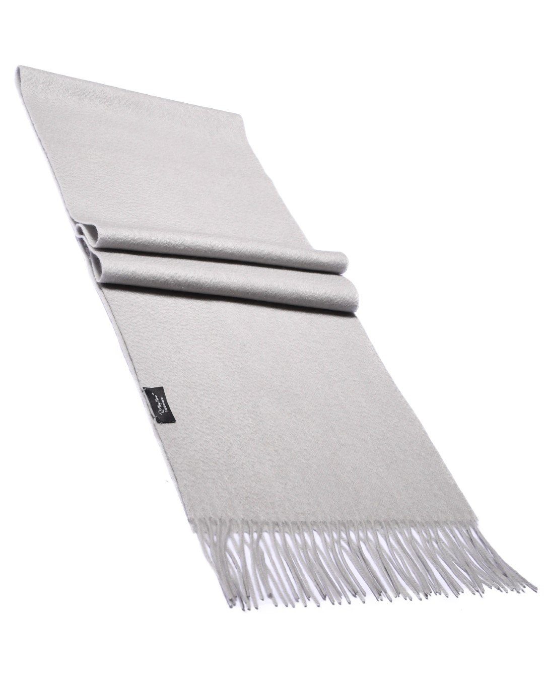 MayTree Kaschmirschal Unisex, 180 x 30cm, mit Fransen, einfarbig Silver, (Stück, 1-St), 100% Kaschmir