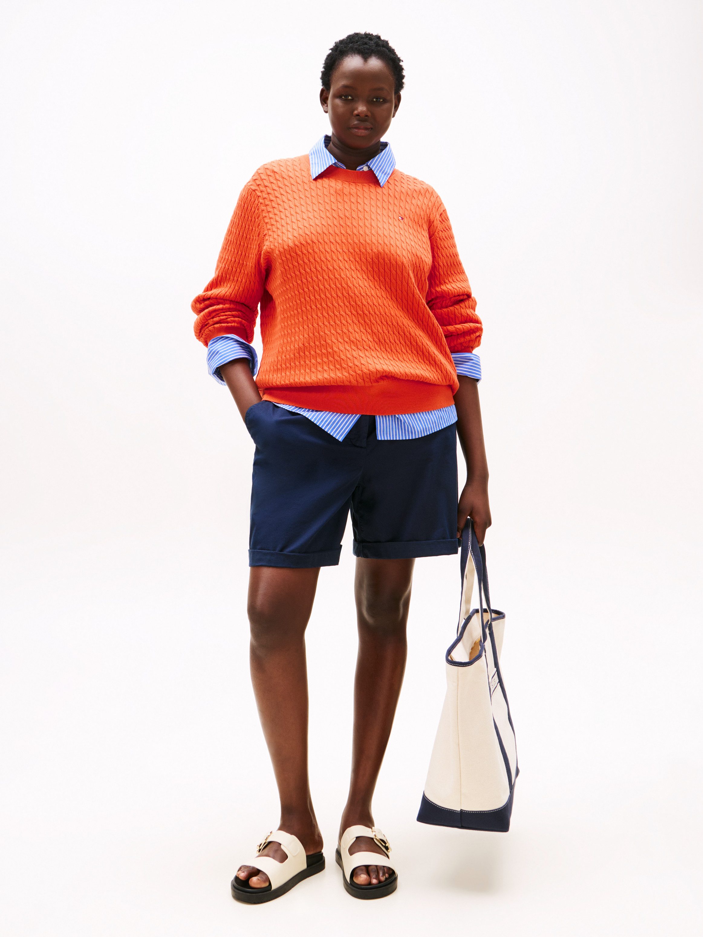 Tommy Hilfiger Curve Strickpullover CRV CO CABLE FINE GG C-NK LS SWT in gro günstig online kaufen