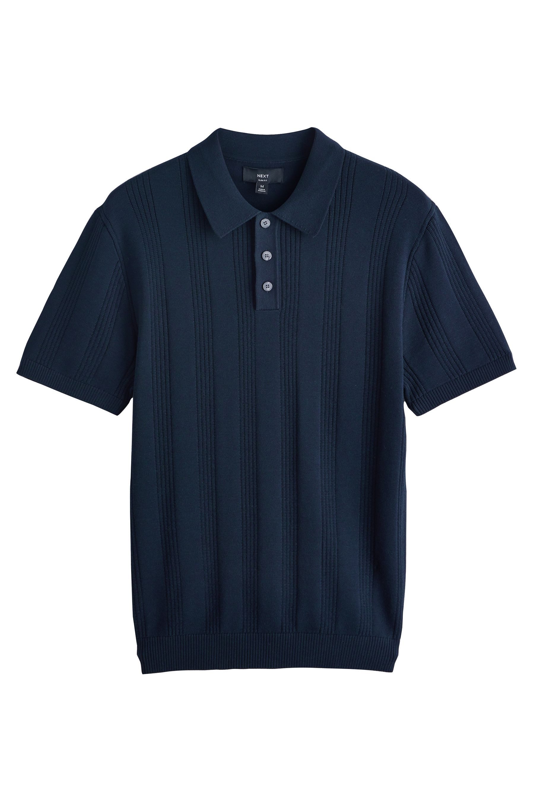Next Poloshirt Slim Fit Strick-Polohemd mit Pointelle-Streifen (1-tlg)