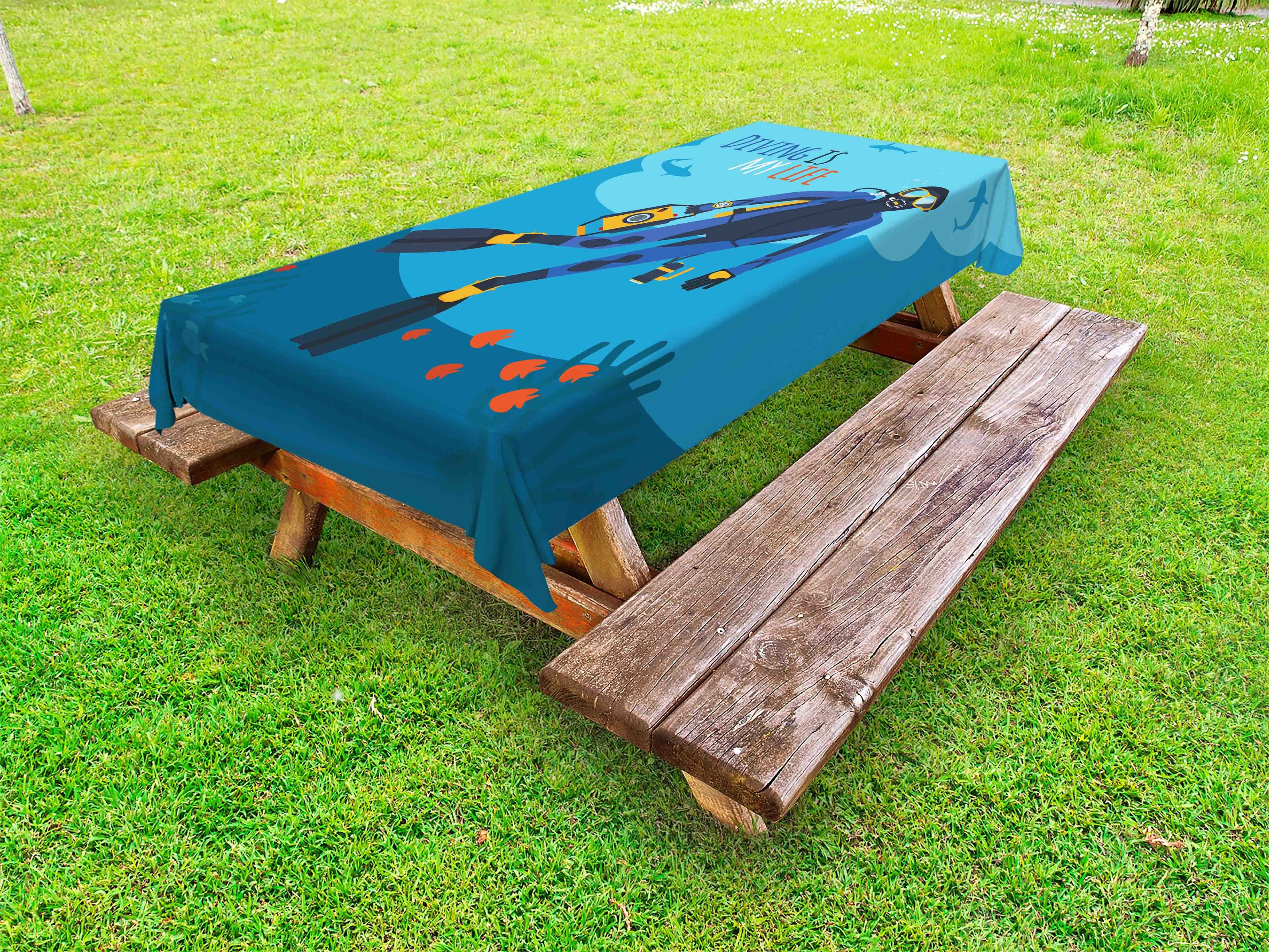 Abakuhaus Tischdecke dekorative waschbare Picknick-Tischdecke, Taucher Tauchen ist mein Leben Exploration